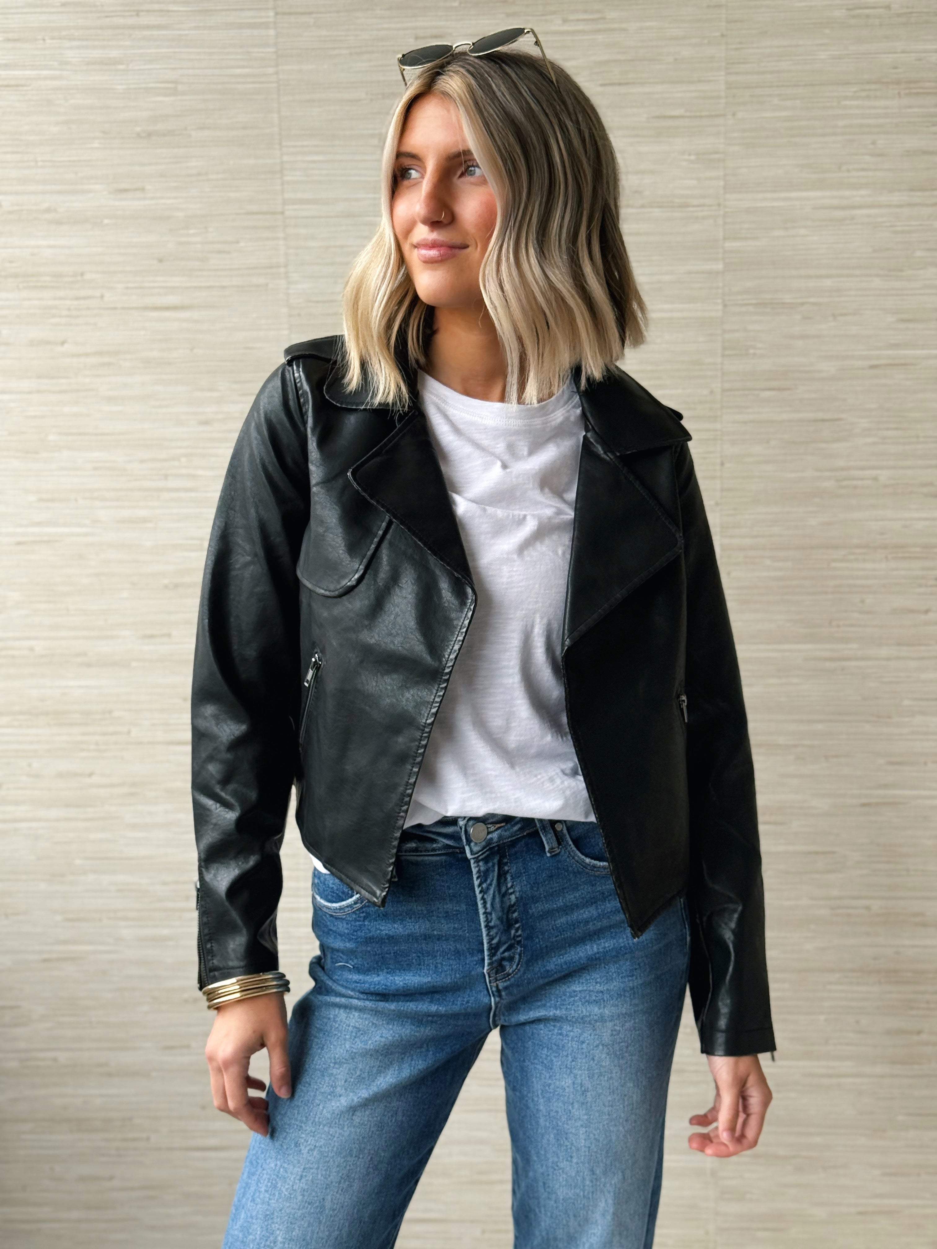 Camden Leather Jacket - BLACK - willows clothing LEATHER JACKET