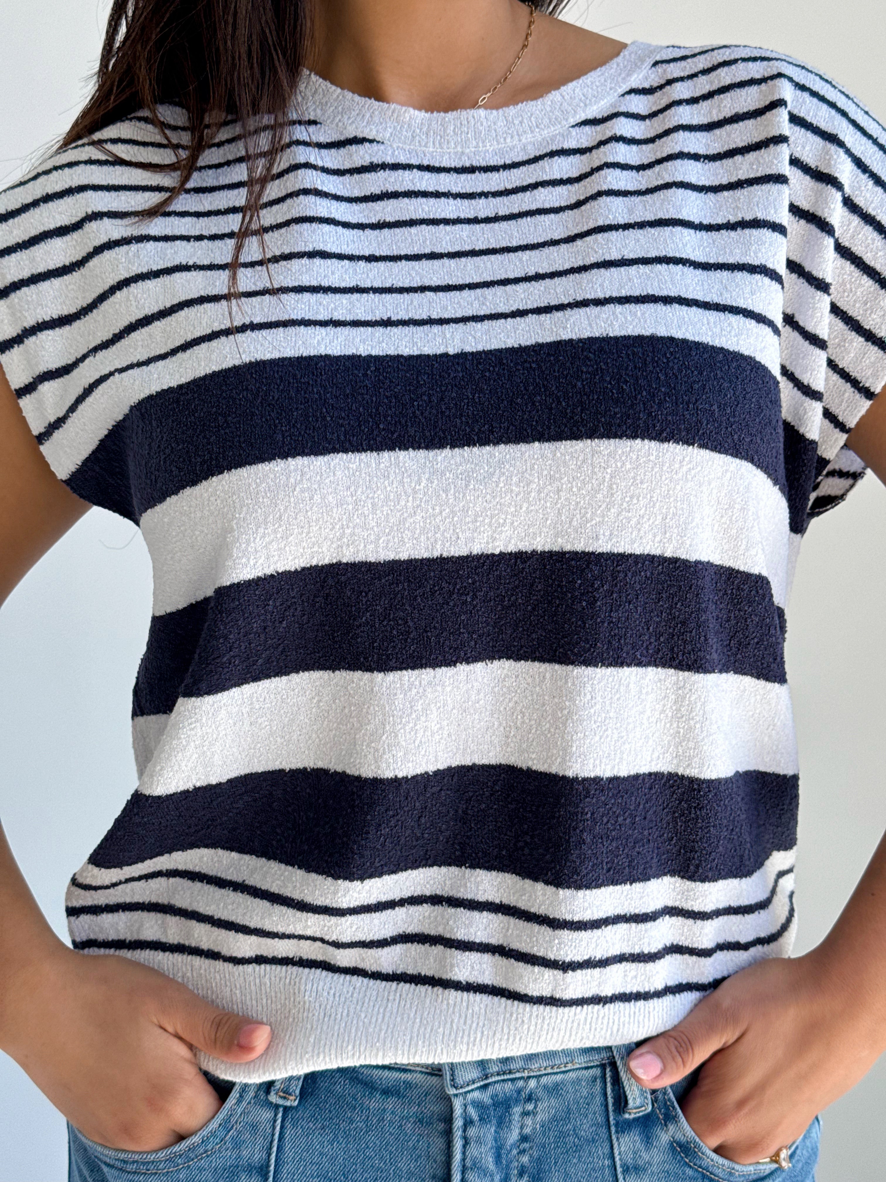 Camden Sweater - WHITE/NAVY - willows clothing SWEATER