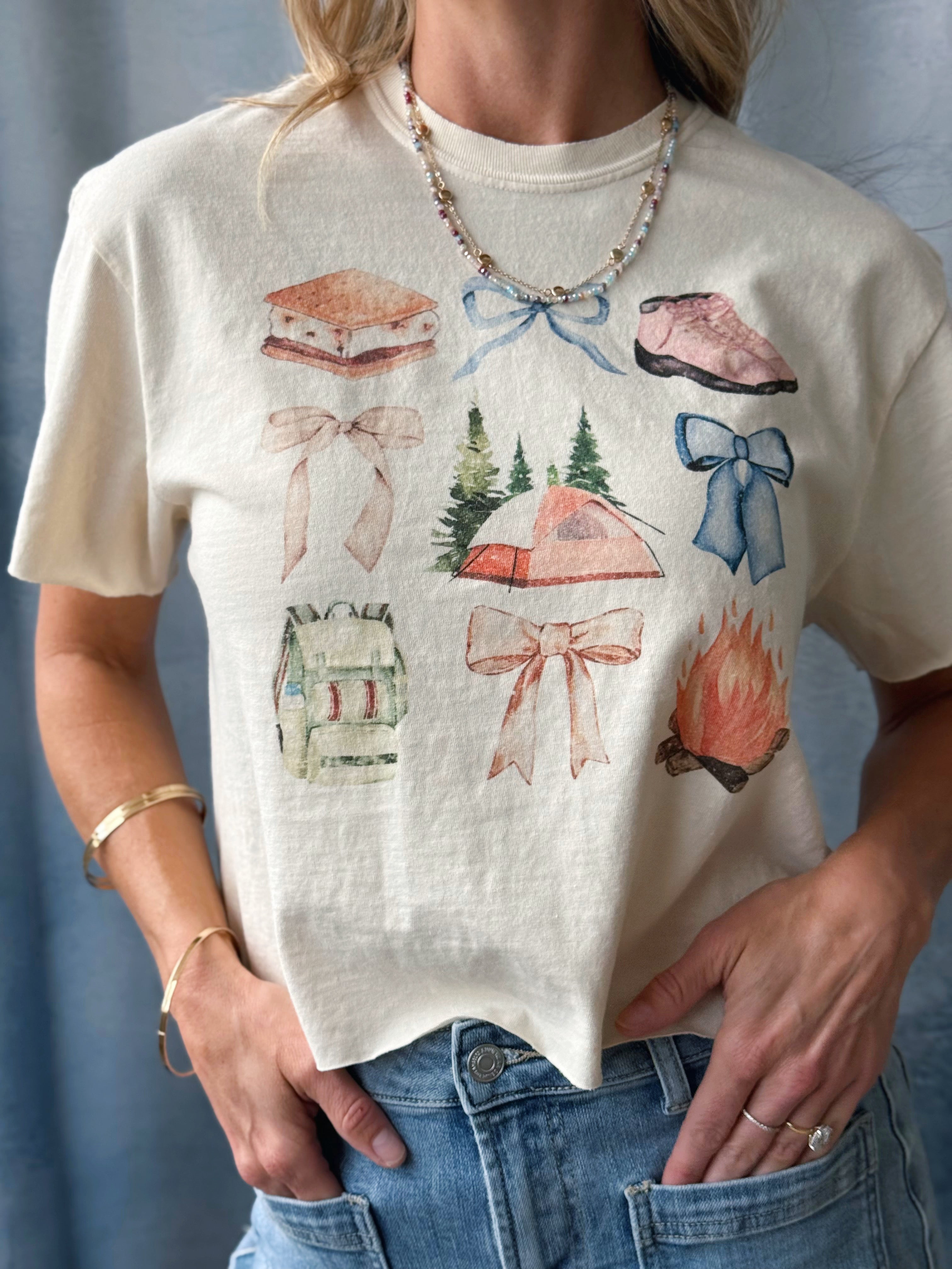 Camping Cutie Tee - IVORY - willows clothing S/S SHIRT