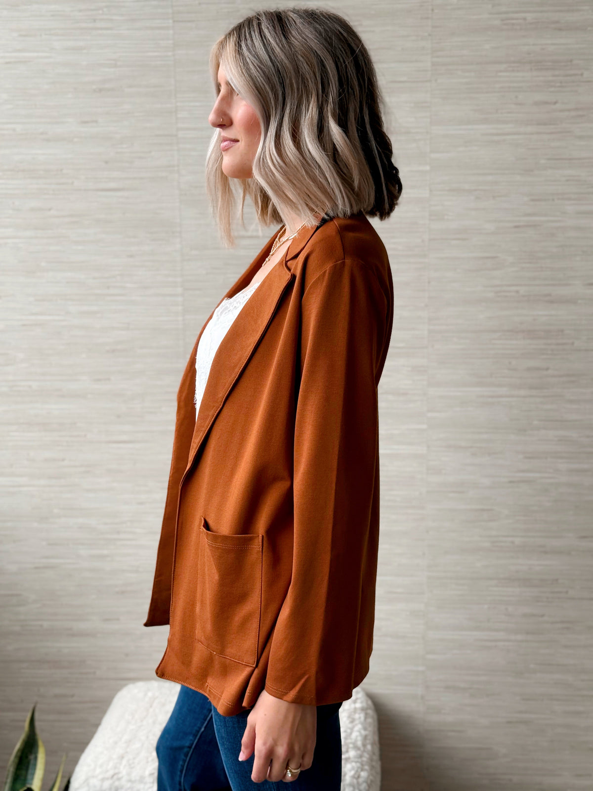 Candlelight Season Blazer - MOCHA BROWN - willows clothing BLAZER