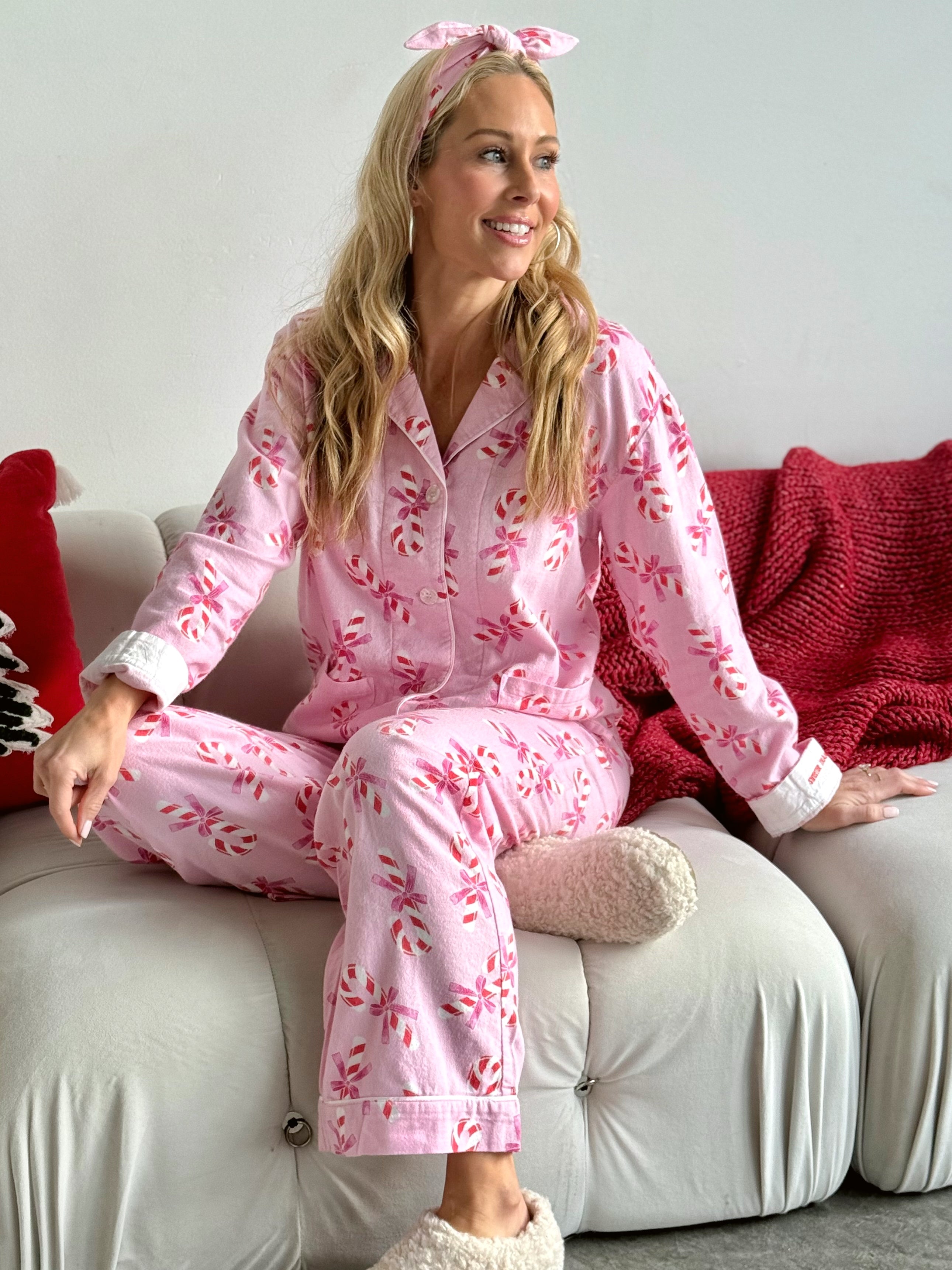 Candy Cane Cutie PJ Set - BABY PINK - willows clothing Pajamas