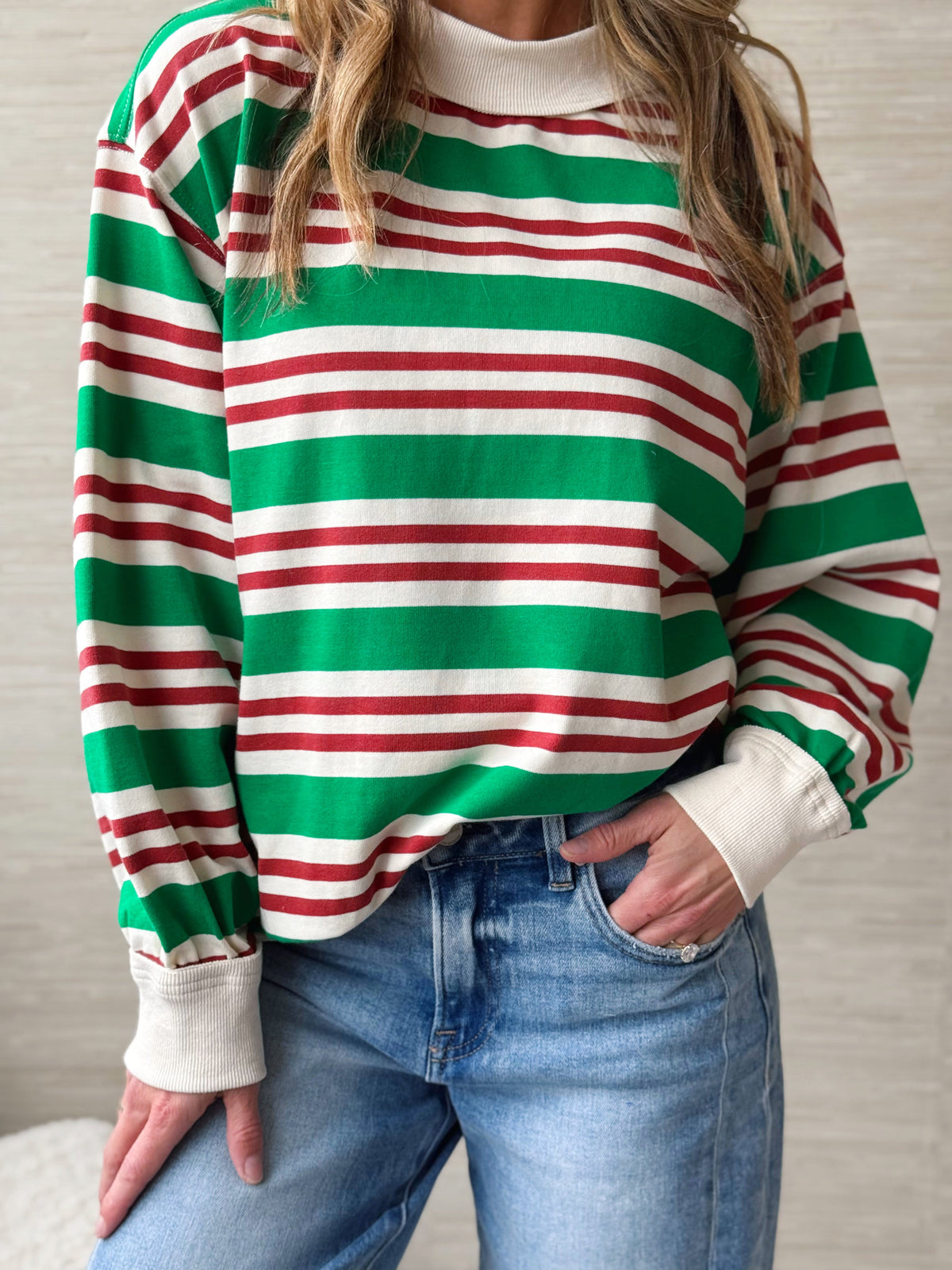 Caramel Apple Sweatshirt - GREEN/RUST COMBO - willows clothing L/S SHIRT