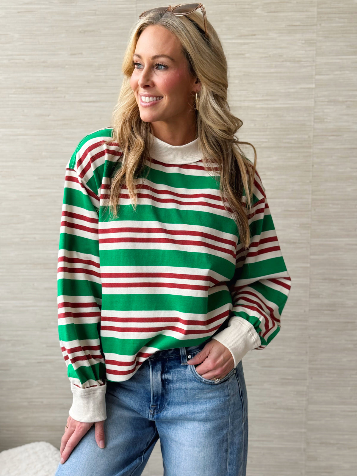 Caramel Apple Sweatshirt - GREEN/RUST COMBO - willows clothing L/S SHIRT