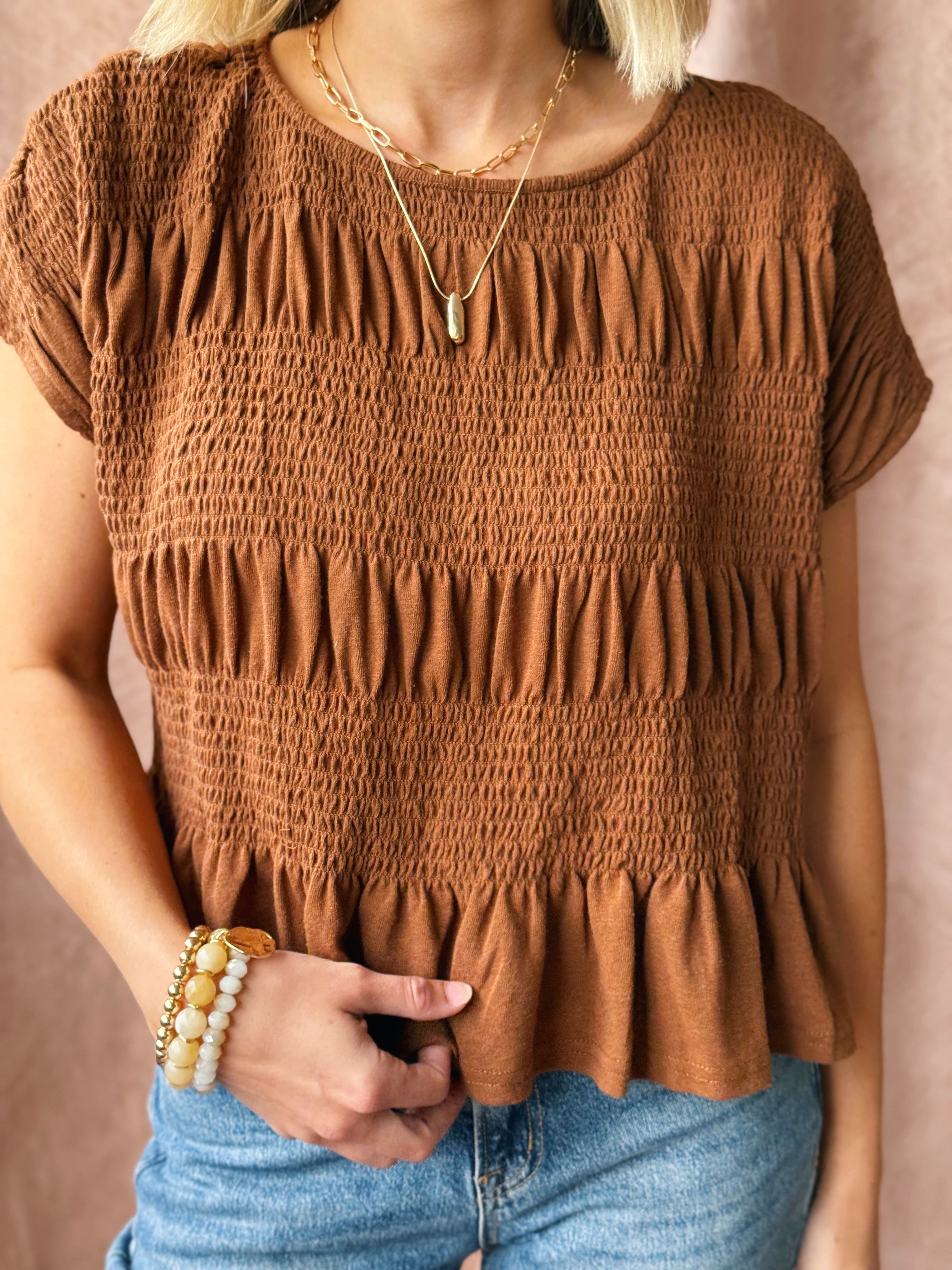 Caramel Drizzle Shirt - TOFFEE - willows clothing S/S SHIRT