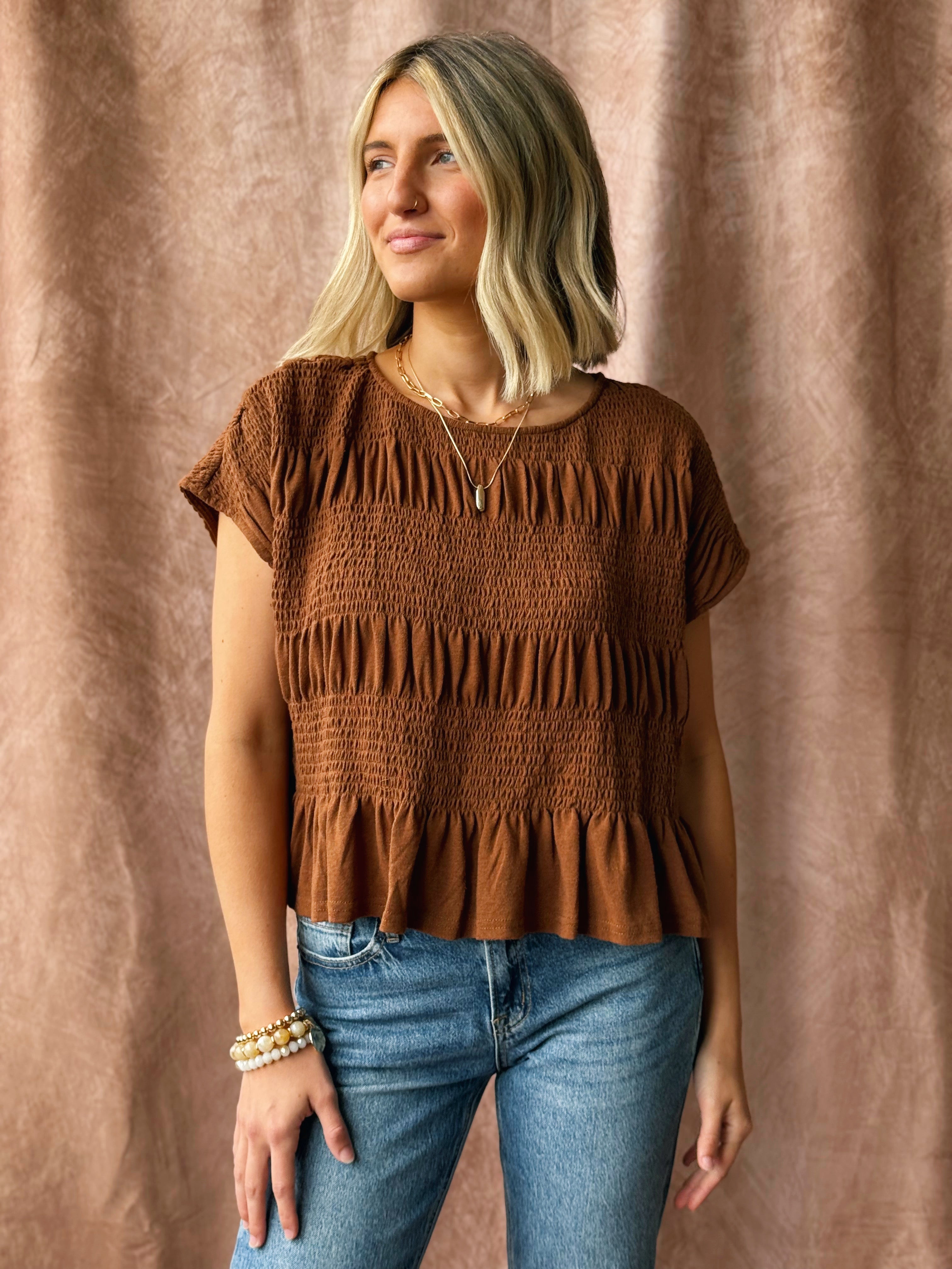 Caramel Drizzle Shirt - TOFFEE - willows clothing S/S SHIRT