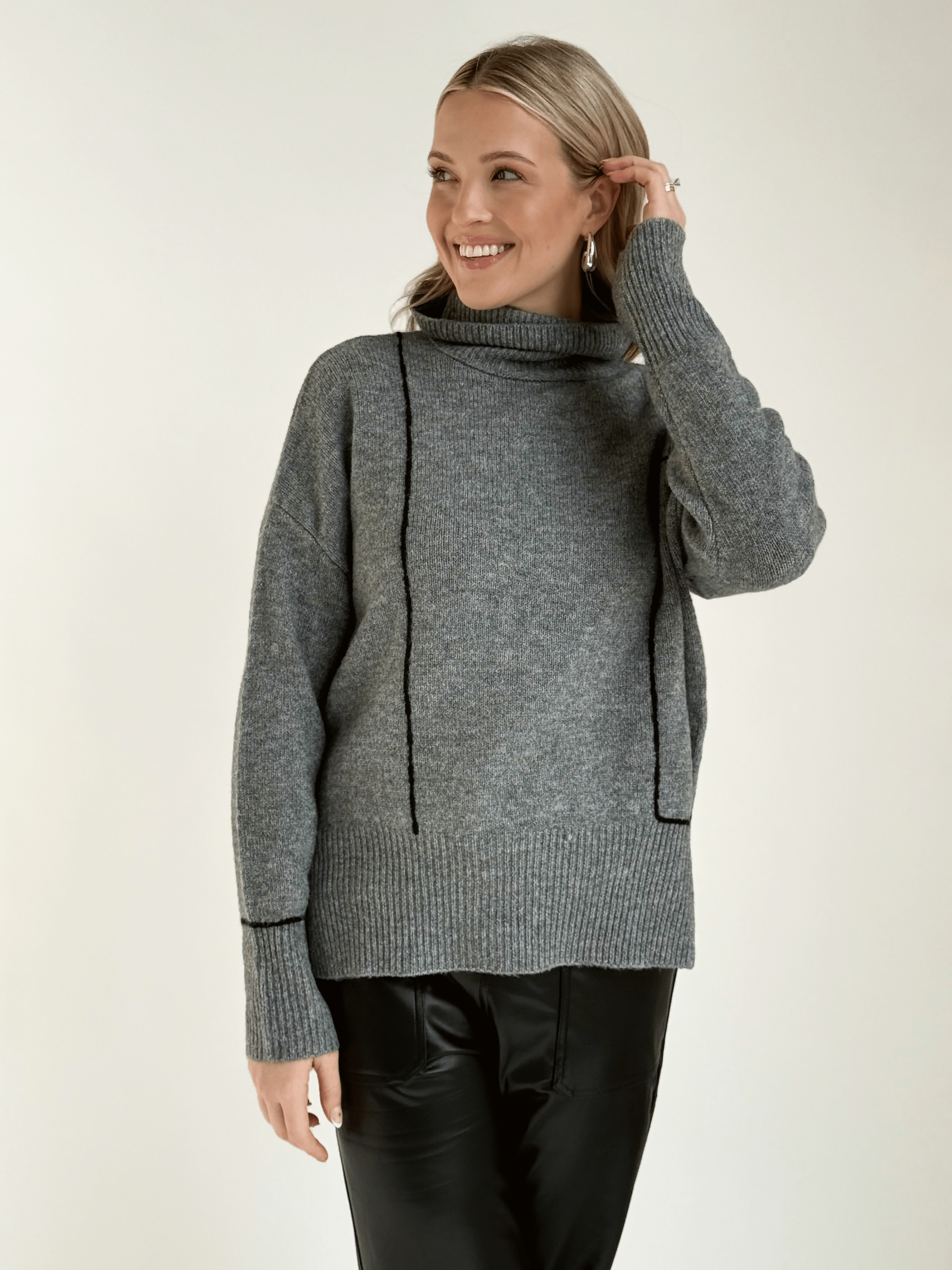 Carissa Sweater - HEATHER GREY - willows clothing SWEATER