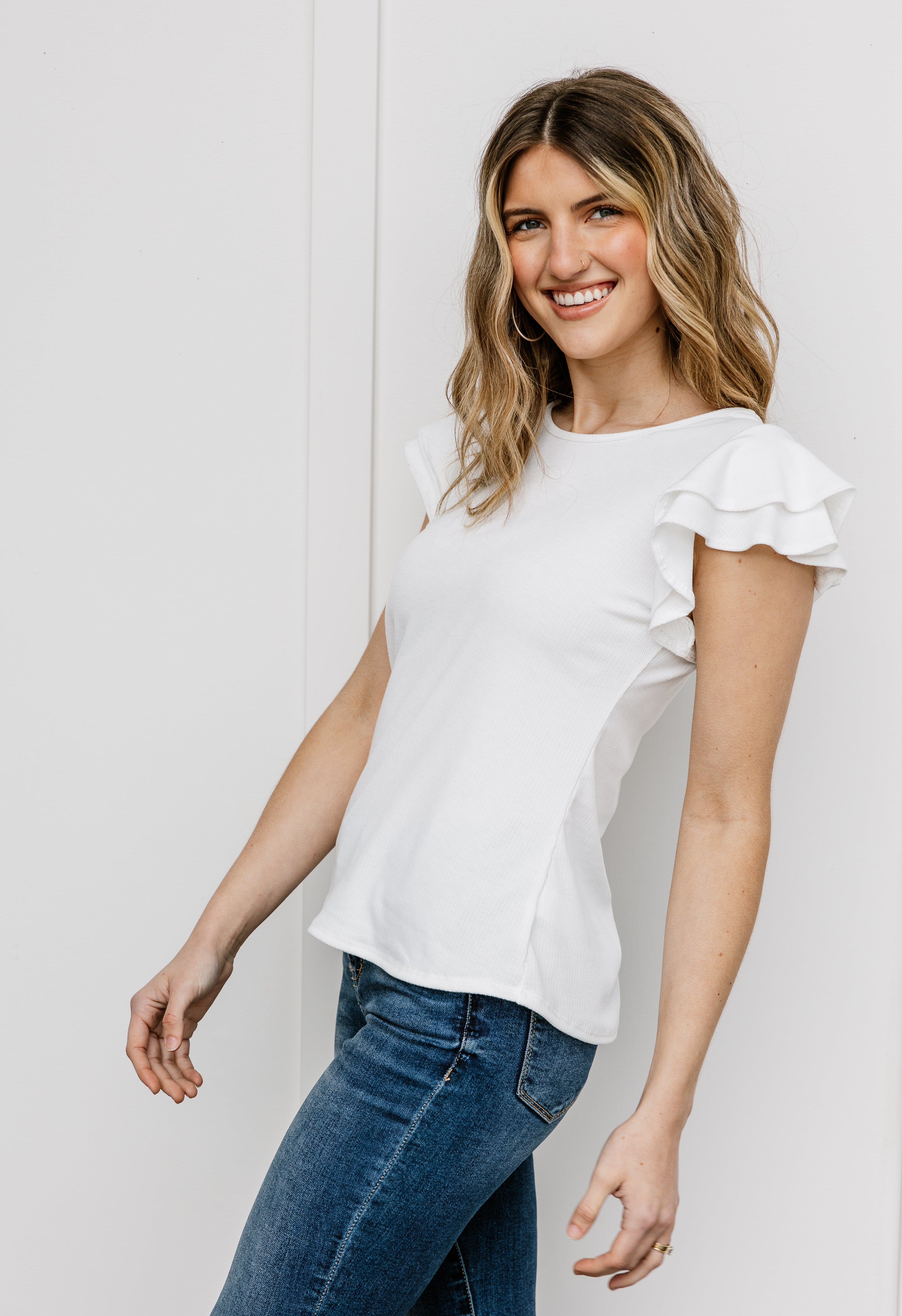 Carlotta Top - IVORY - willows clothing S/S Shirt
