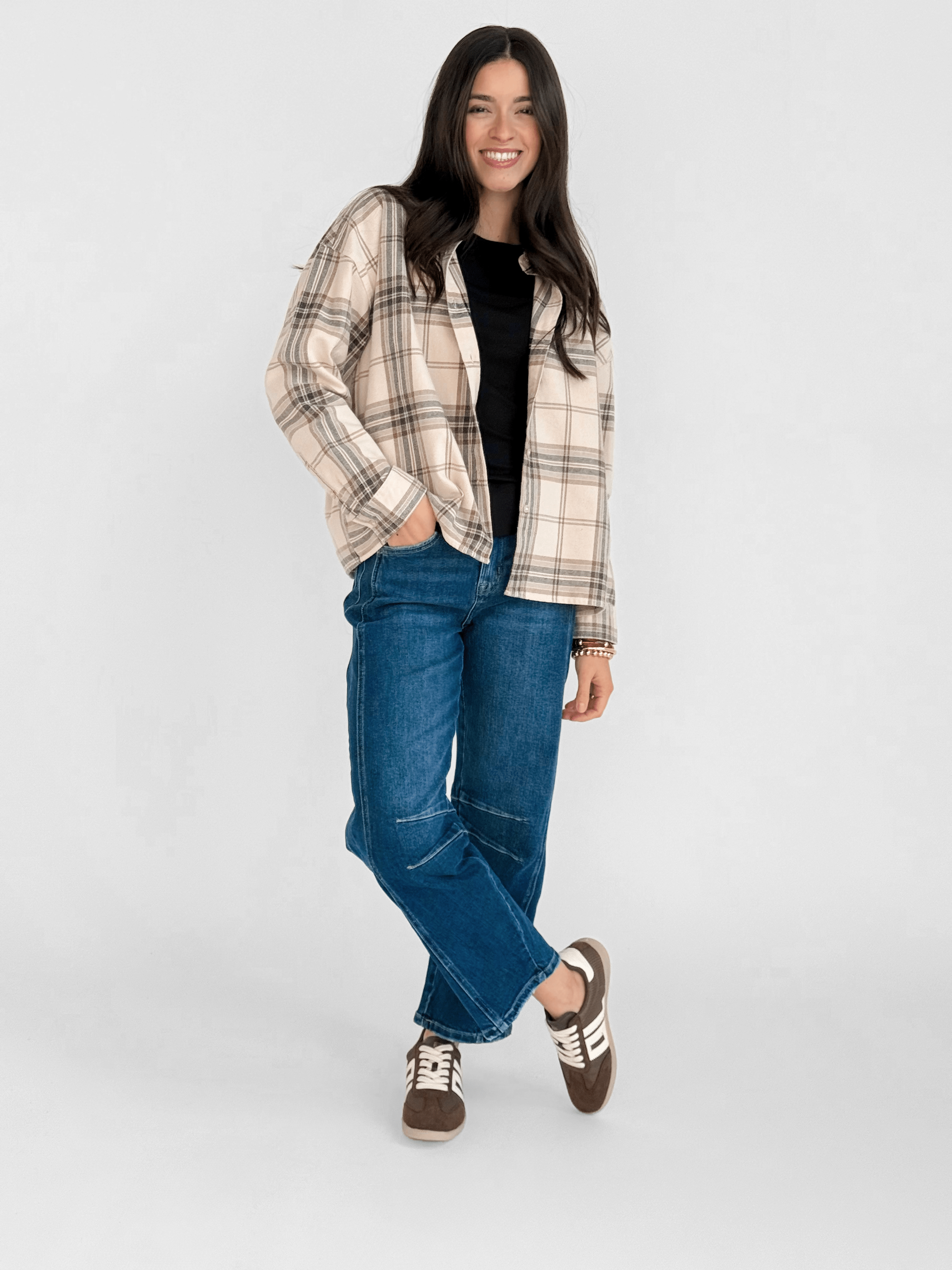 Carson Top - KHAKI MULTI - willows clothing L/S SHIRT