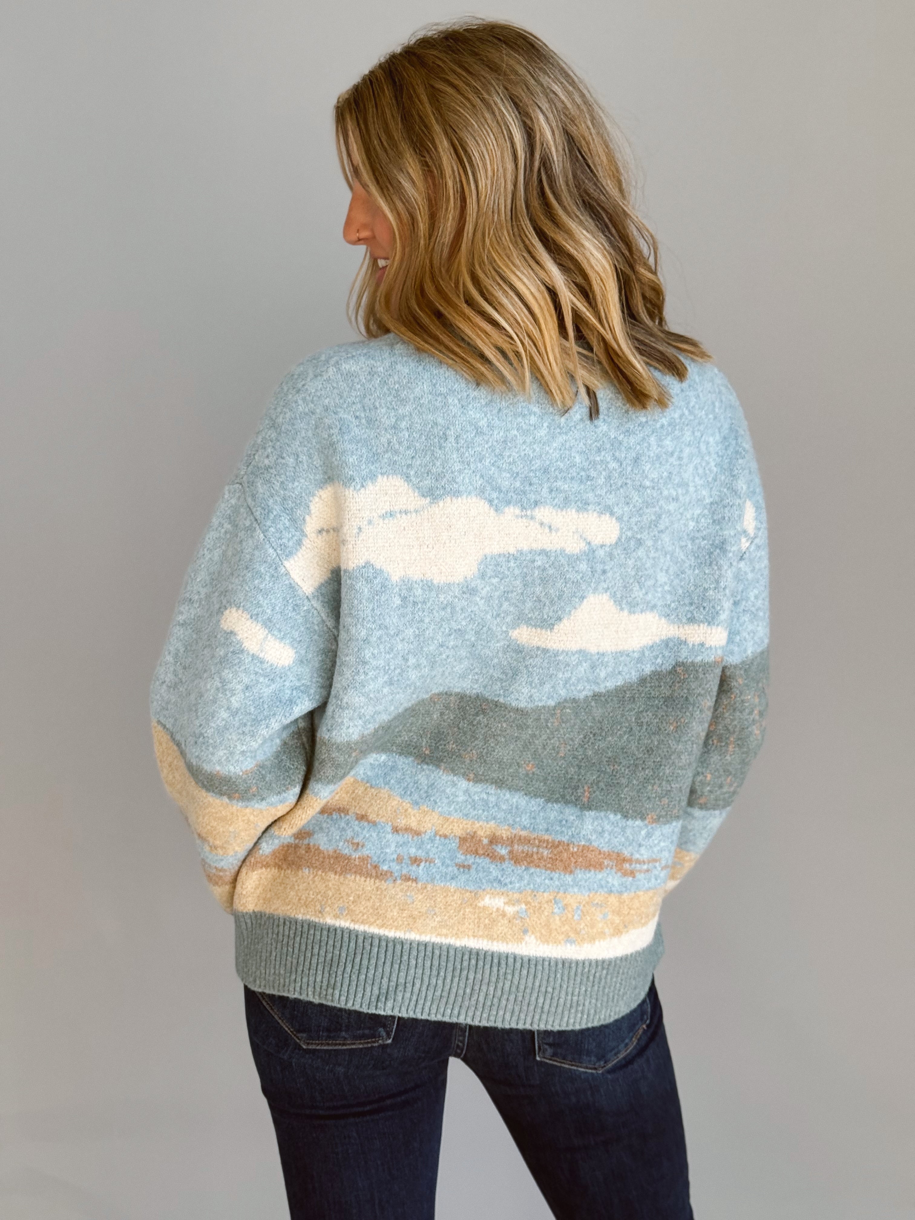 Central Oregon Sweater - BLUE - willows clothing SWEATER
