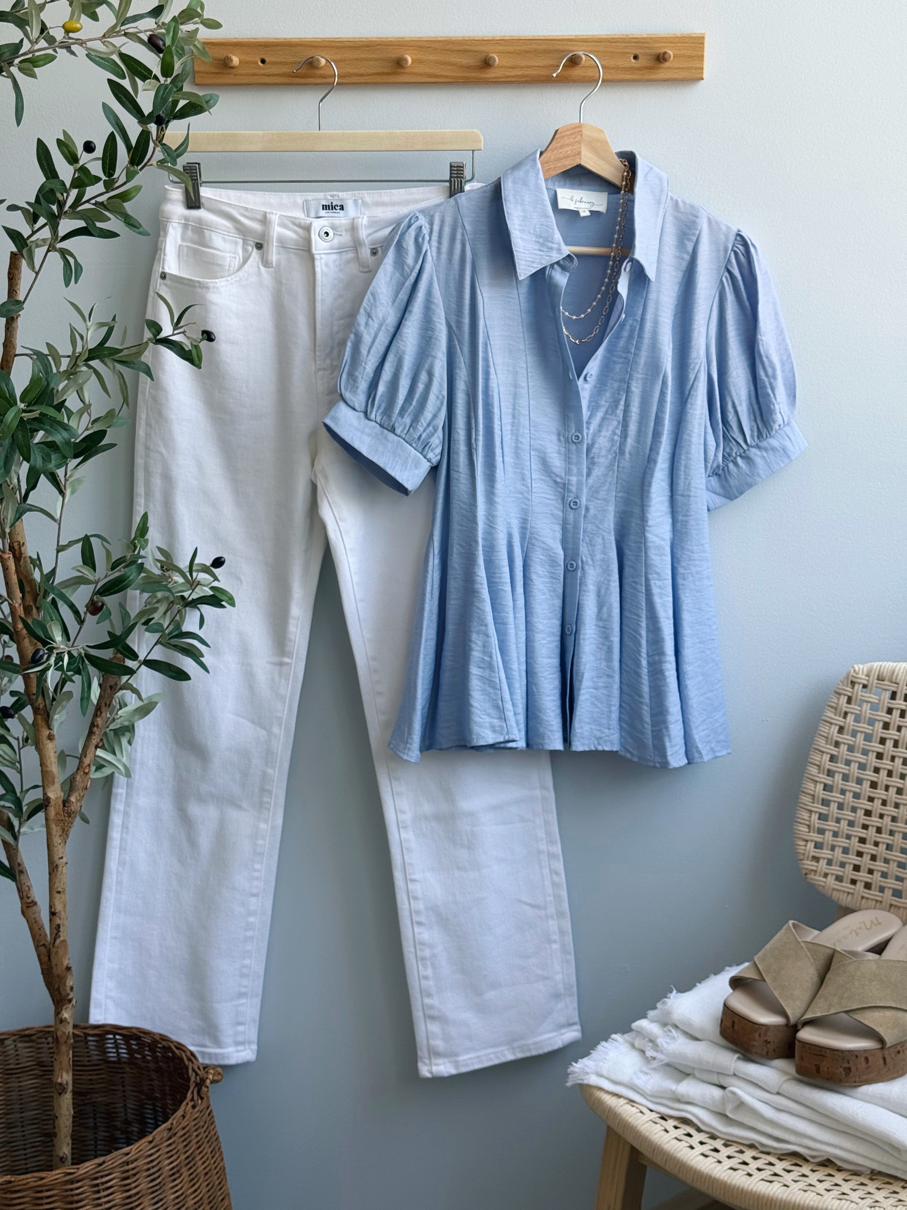 City Brunch Blouse - SANDY BLUE - willows clothing BLOUSE