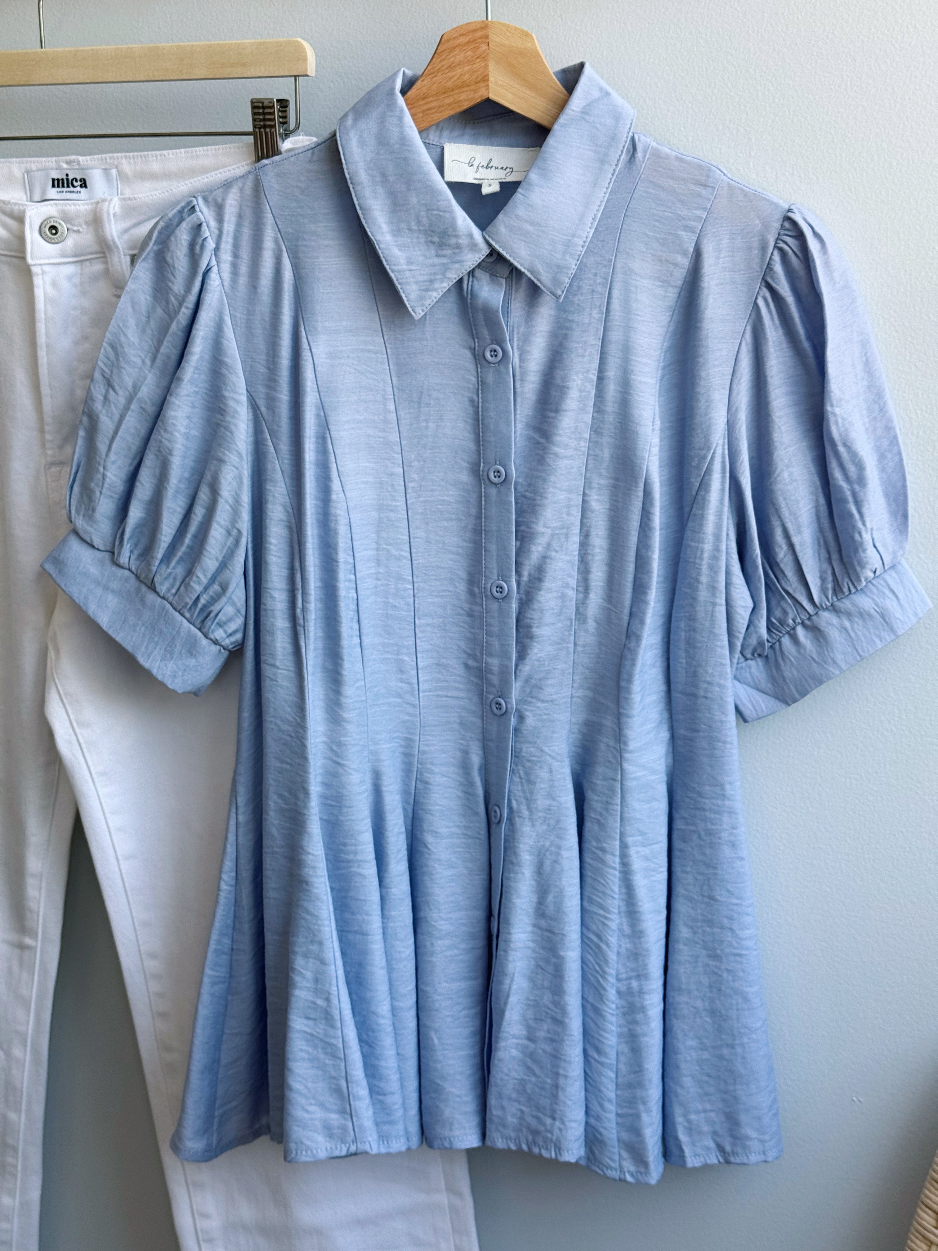 City Brunch Blouse - SANDY BLUE - willows clothing BLOUSE
