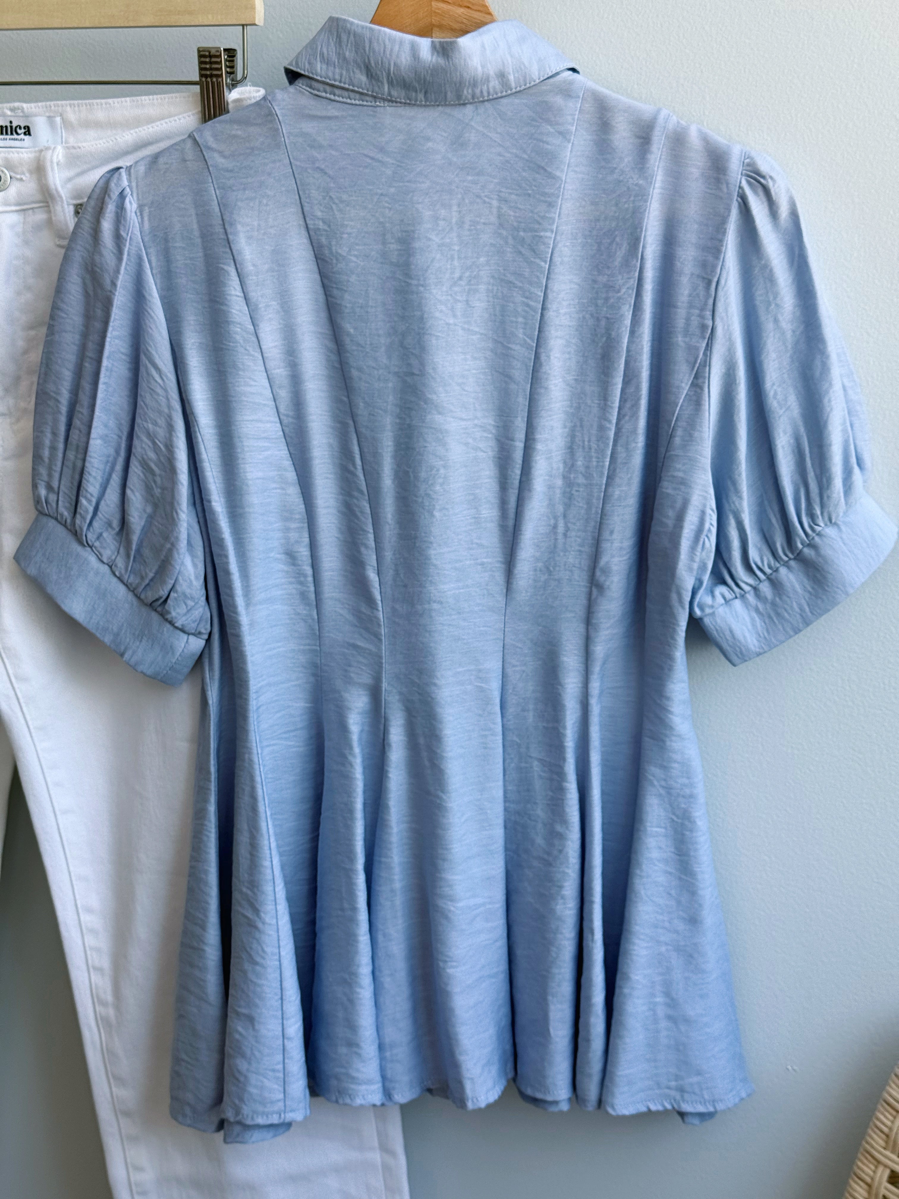 City Brunch Blouse - SANDY BLUE - willows clothing BLOUSE