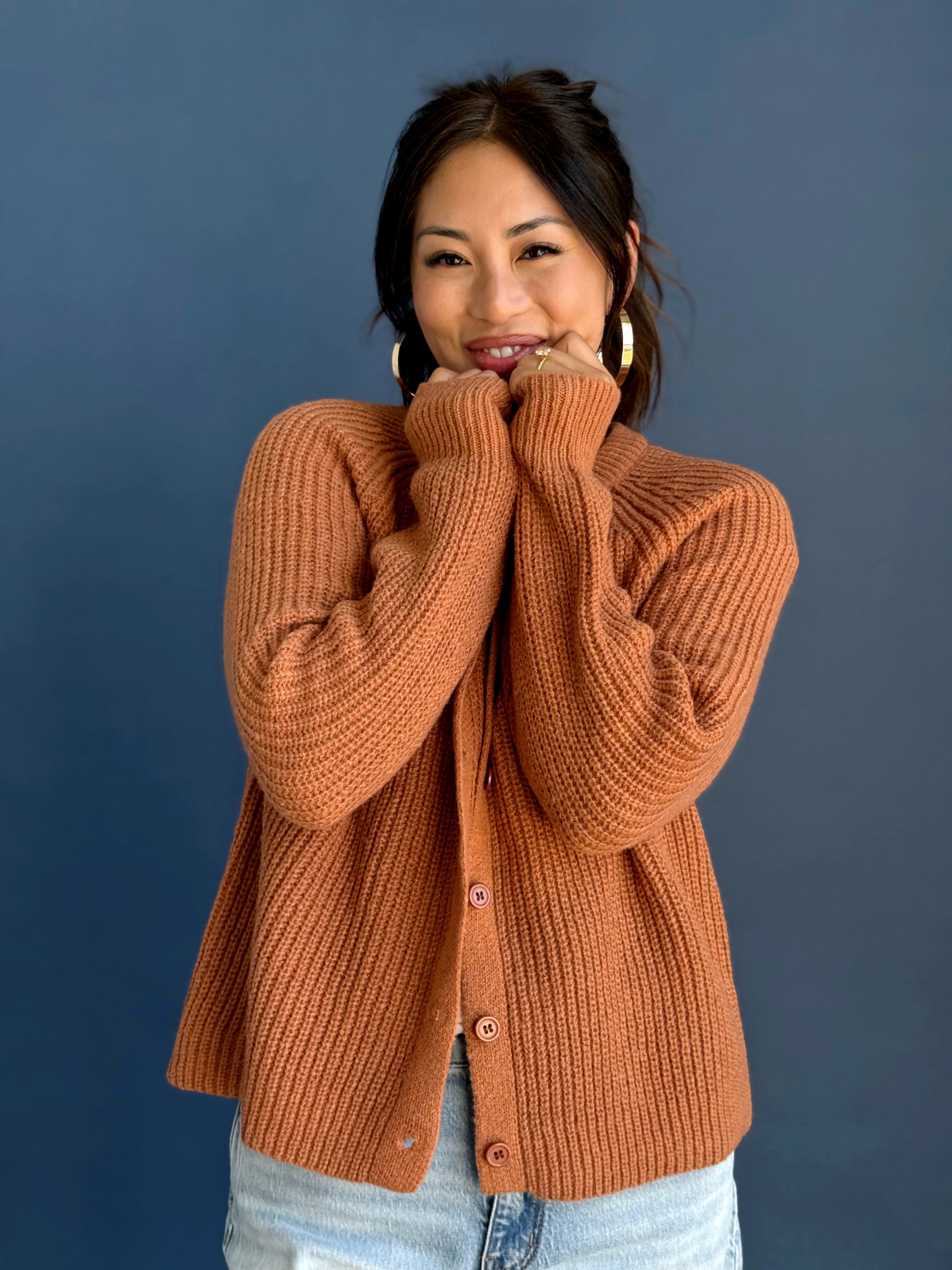 Class Act Cardigan - TERRACOTTA - willows clothing Cardigan