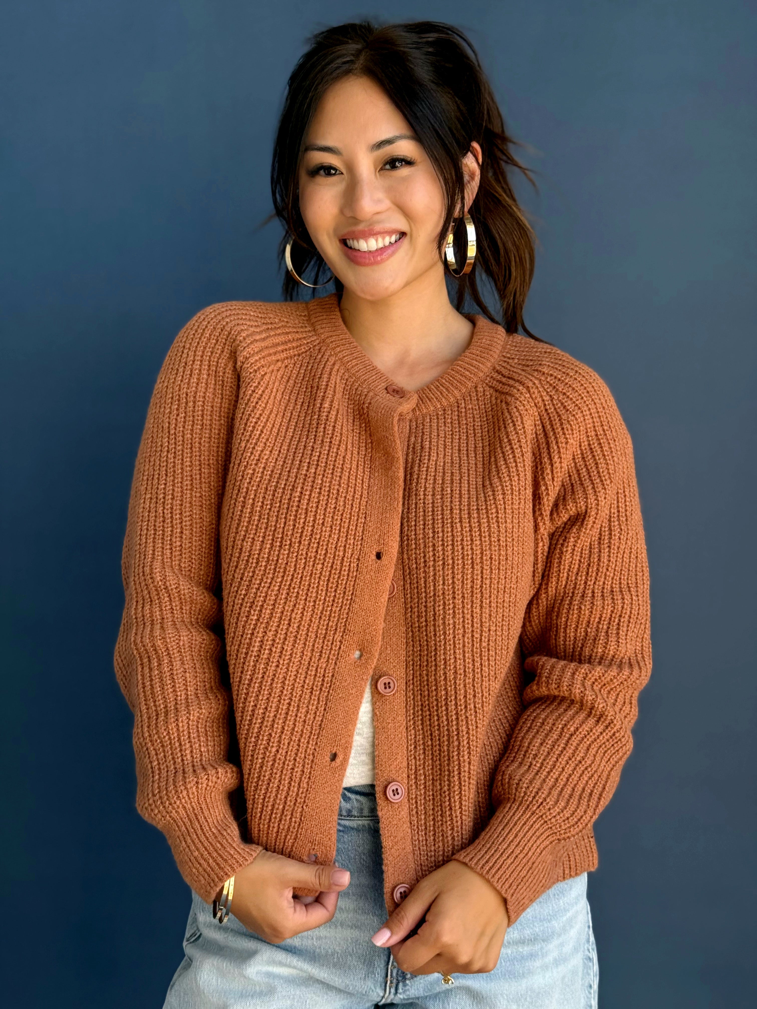 Class Act Cardigan - TERRACOTTA - willows clothing Cardigan