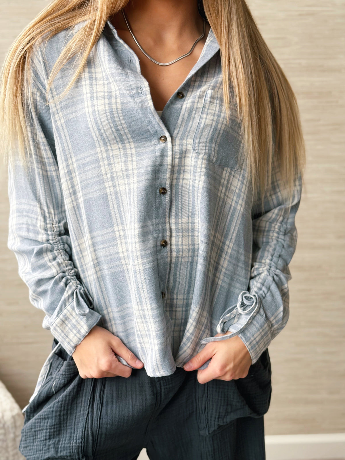 Cloud Cover Flannel - LT. DENIM BLUE - willows clothing L/S SHIRT