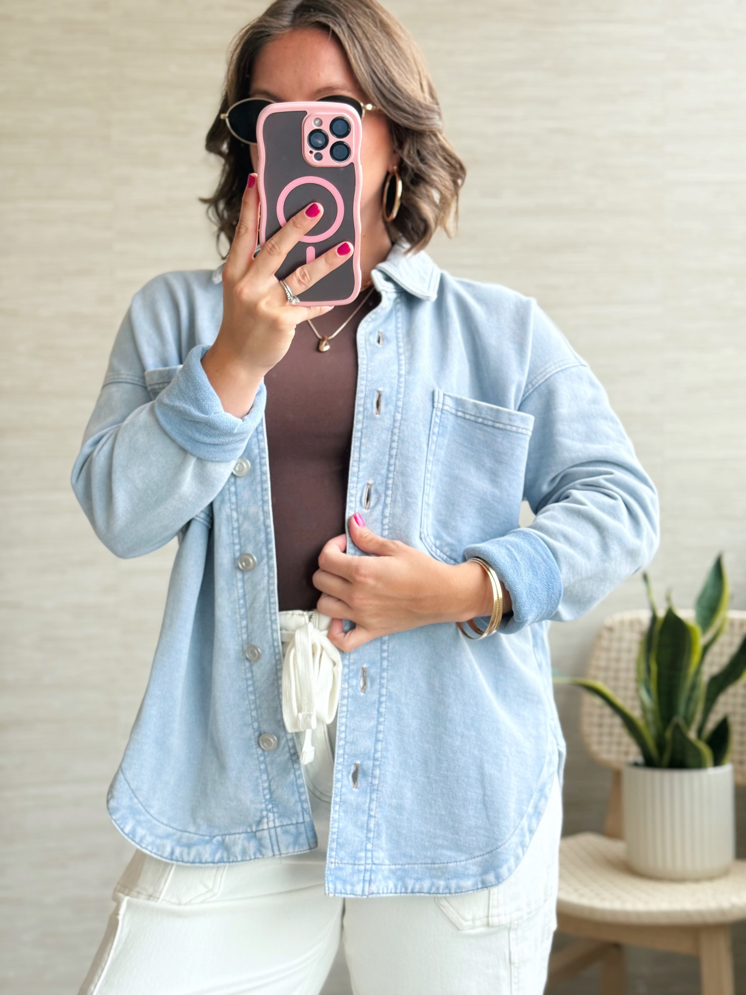 Cloudwash Shacket- LIGHT BLUE - willows clothing JACKET