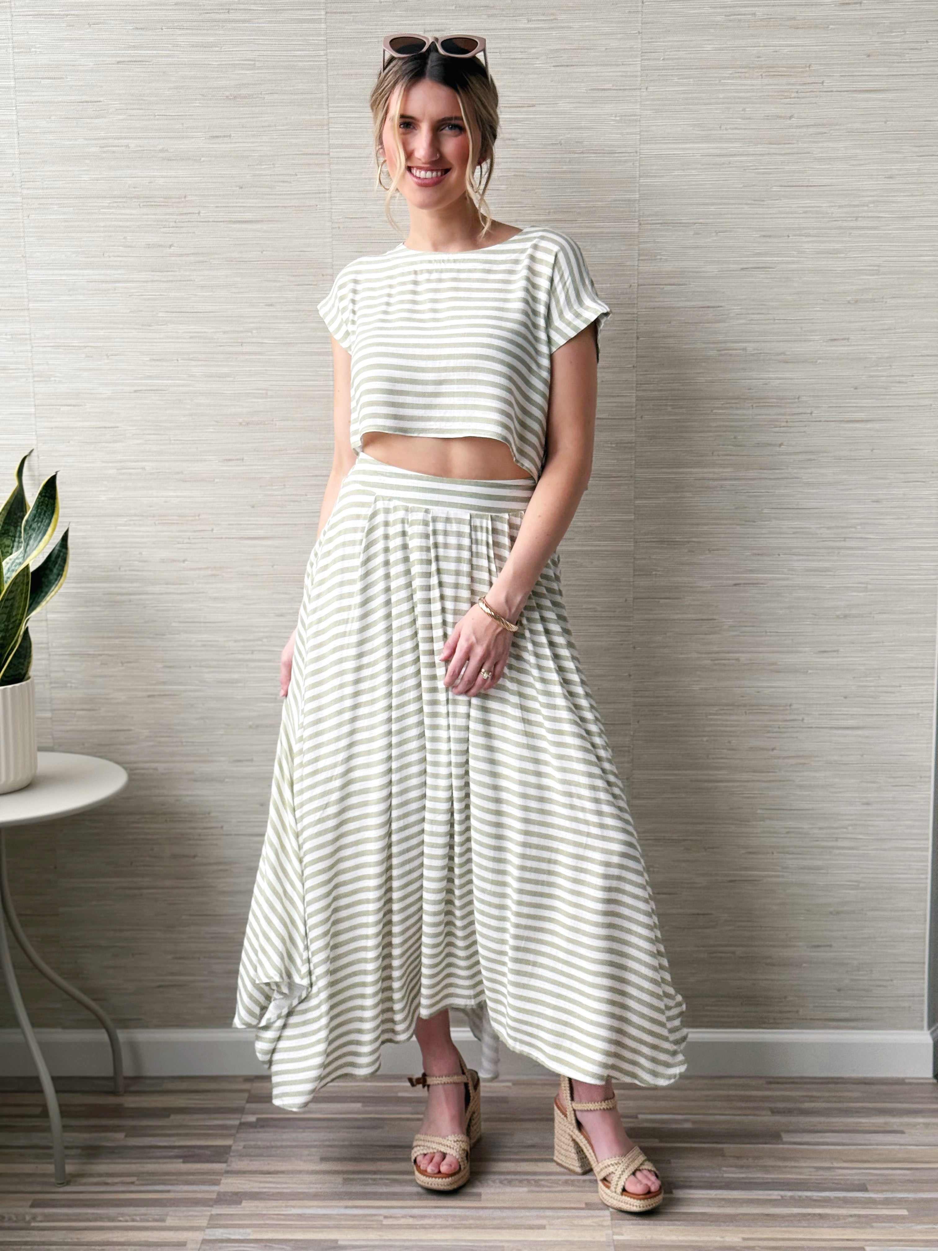 Clover Skirt - LIGHT OLIVE - willows clothing MIDI SKIRT