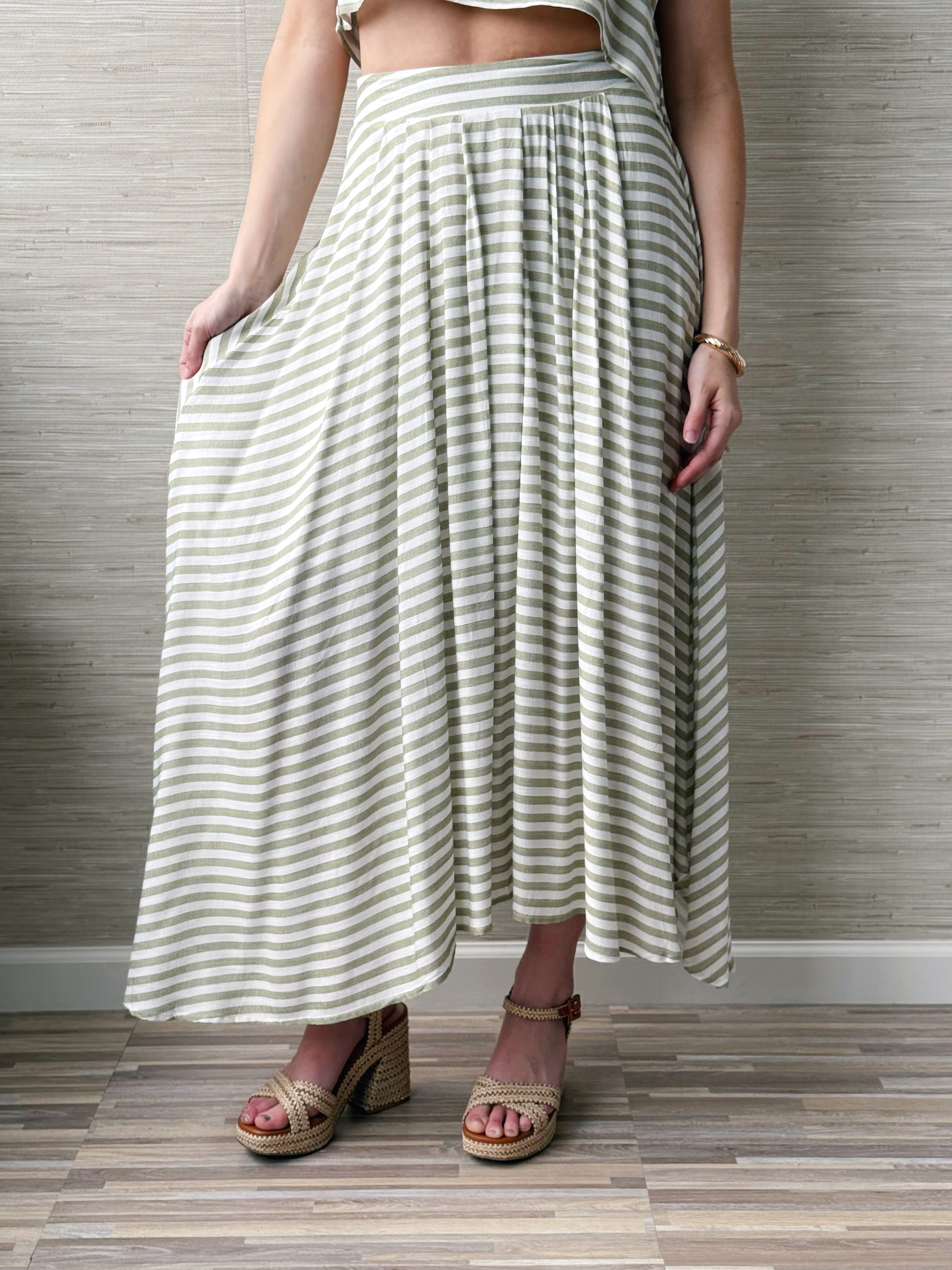 Clover Skirt - LIGHT OLIVE - willows clothing MIDI SKIRT