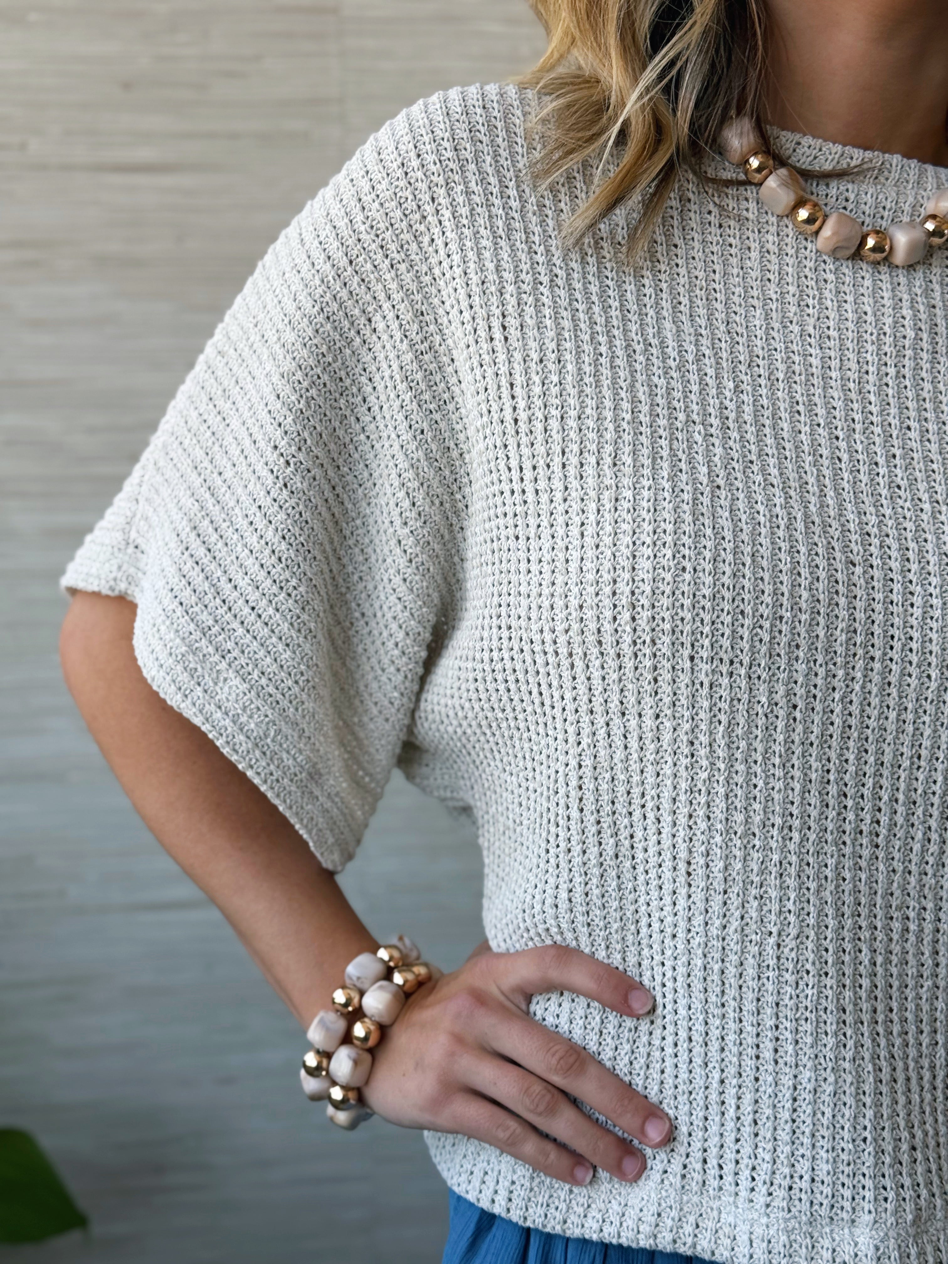 Codie Short Sleeve Sweater - NATURAL - willows clothing S/S SHIRT