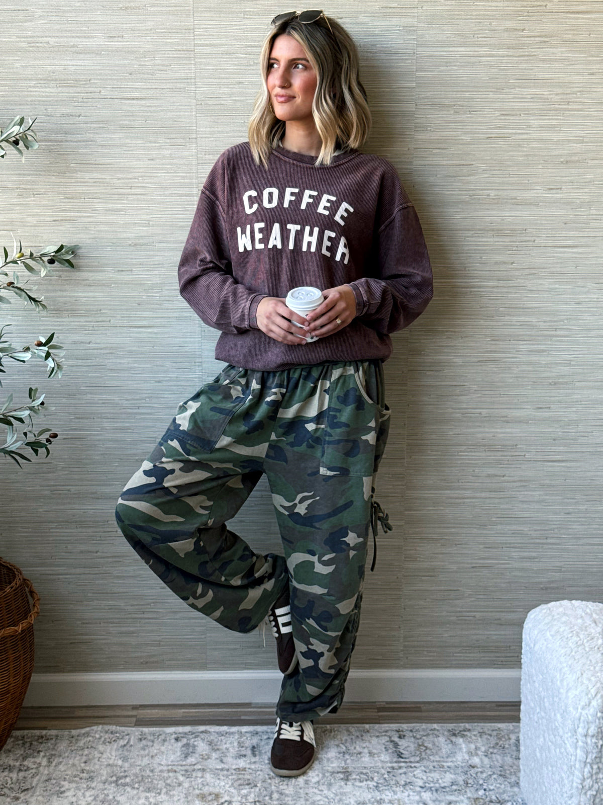 Coffee Weather Pullover - PLUM - willows clothing L/S SHIRT