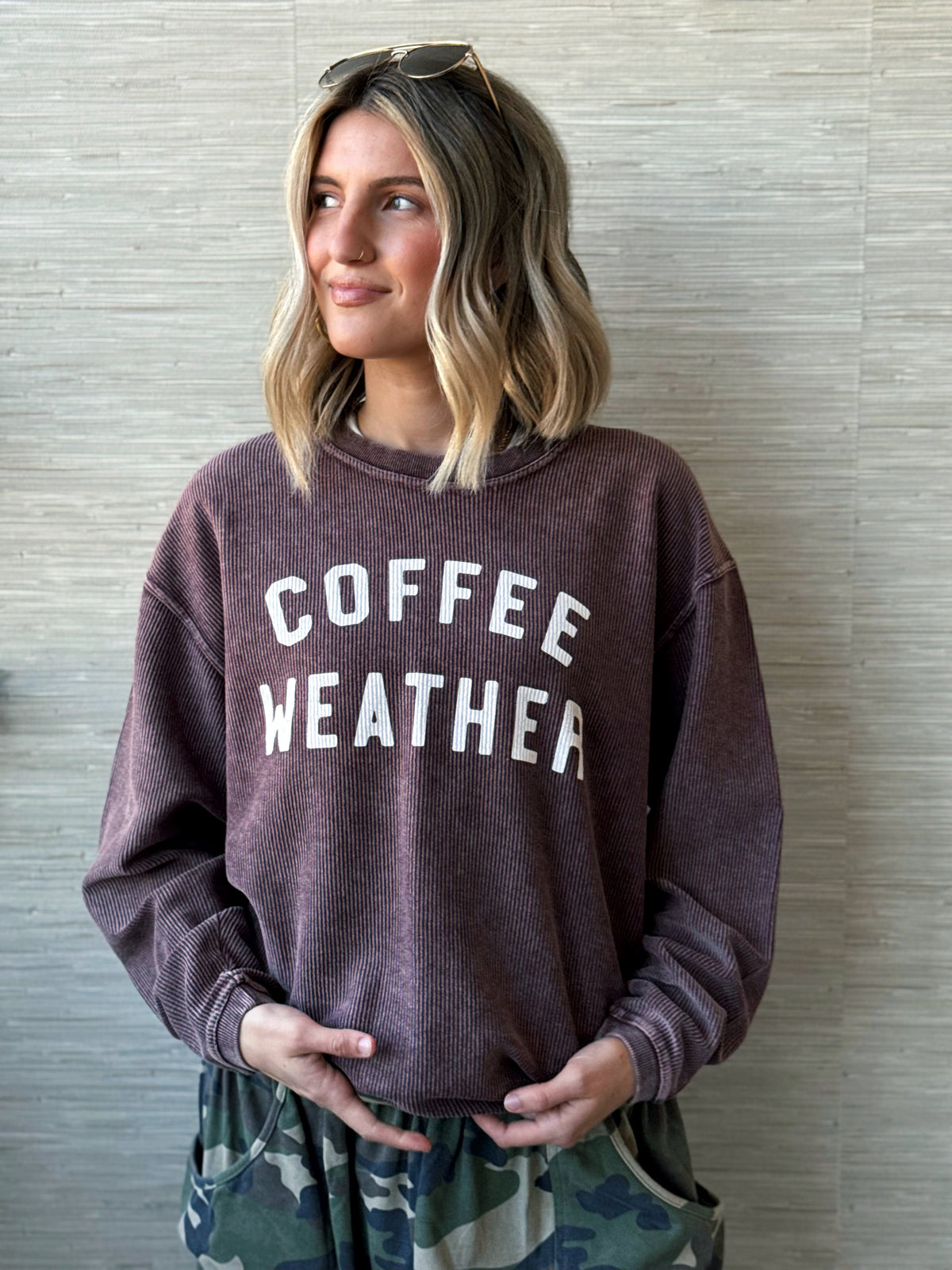 Coffee Weather Pullover - PLUM - willows clothing L/S SHIRT