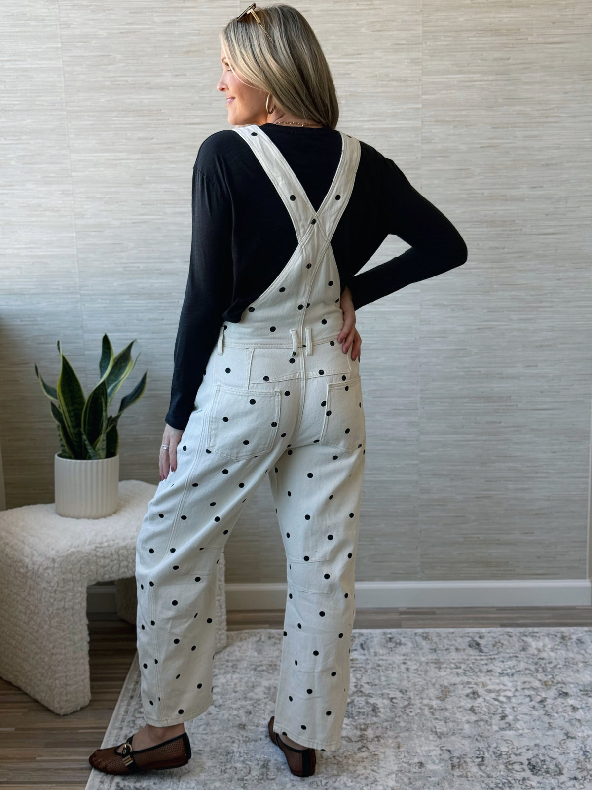 Coolest Teacher Barrel Overalls - POLKA DOT - willows clothing Jumpsuit