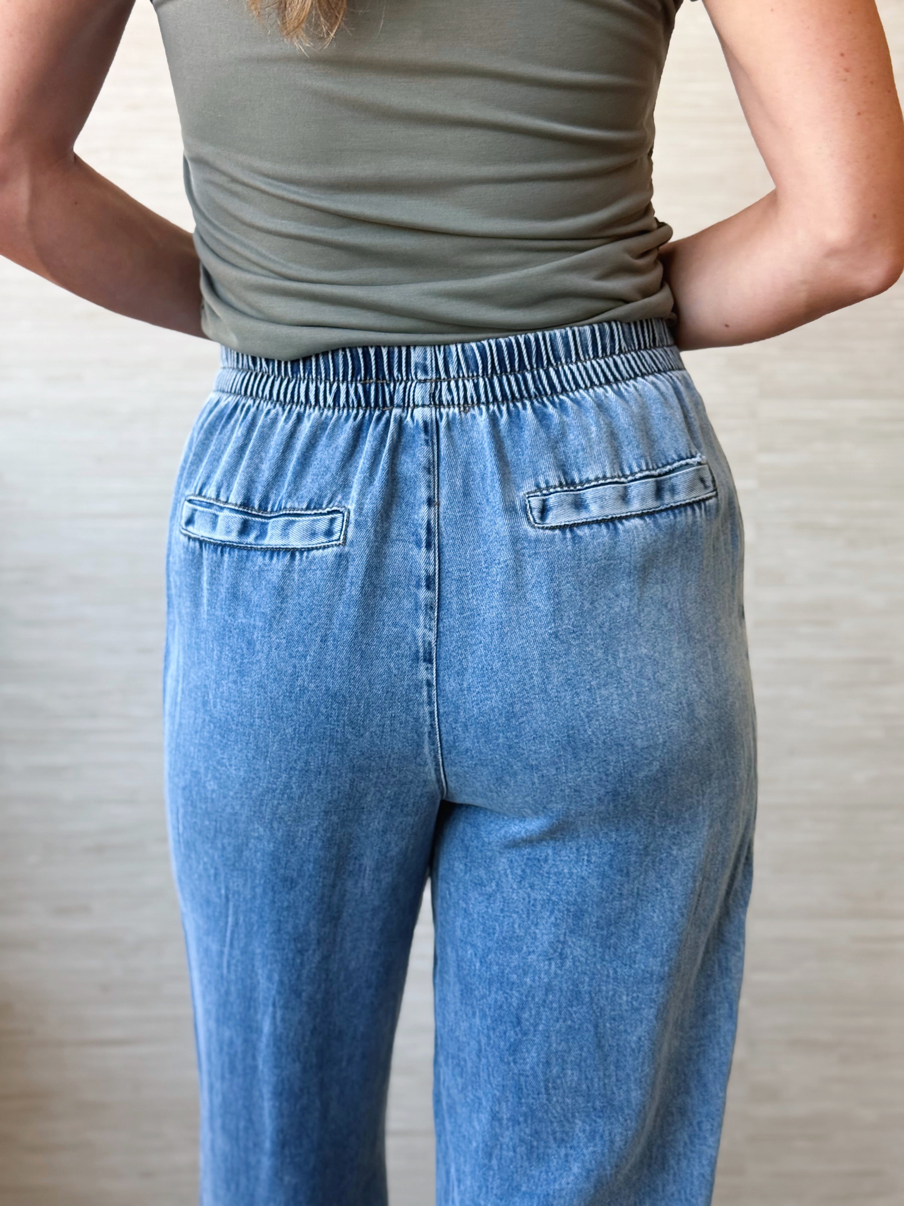 Cory Wide Leg Pants - CHAMBRAY - willows clothing PANTS