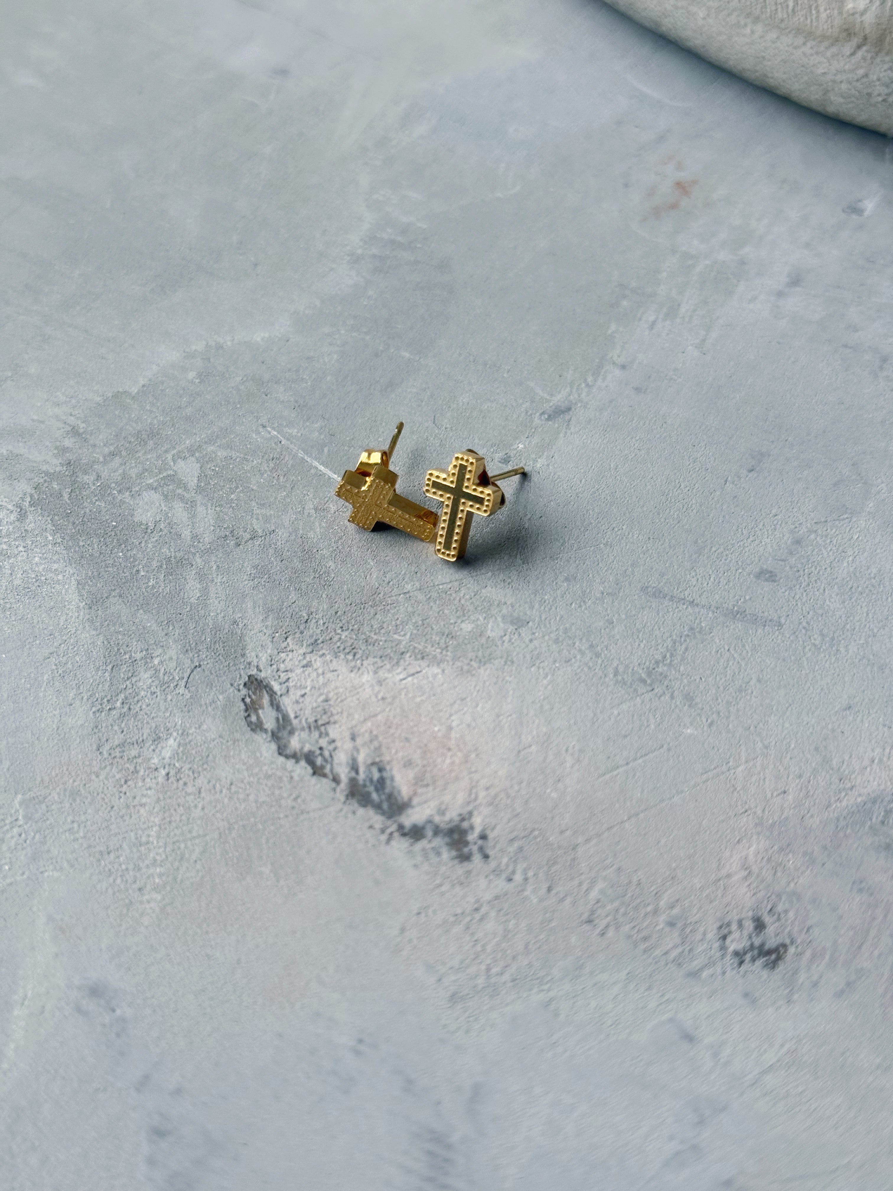Cross Stud Earrings - GOLD - willows clothing EARRINGS