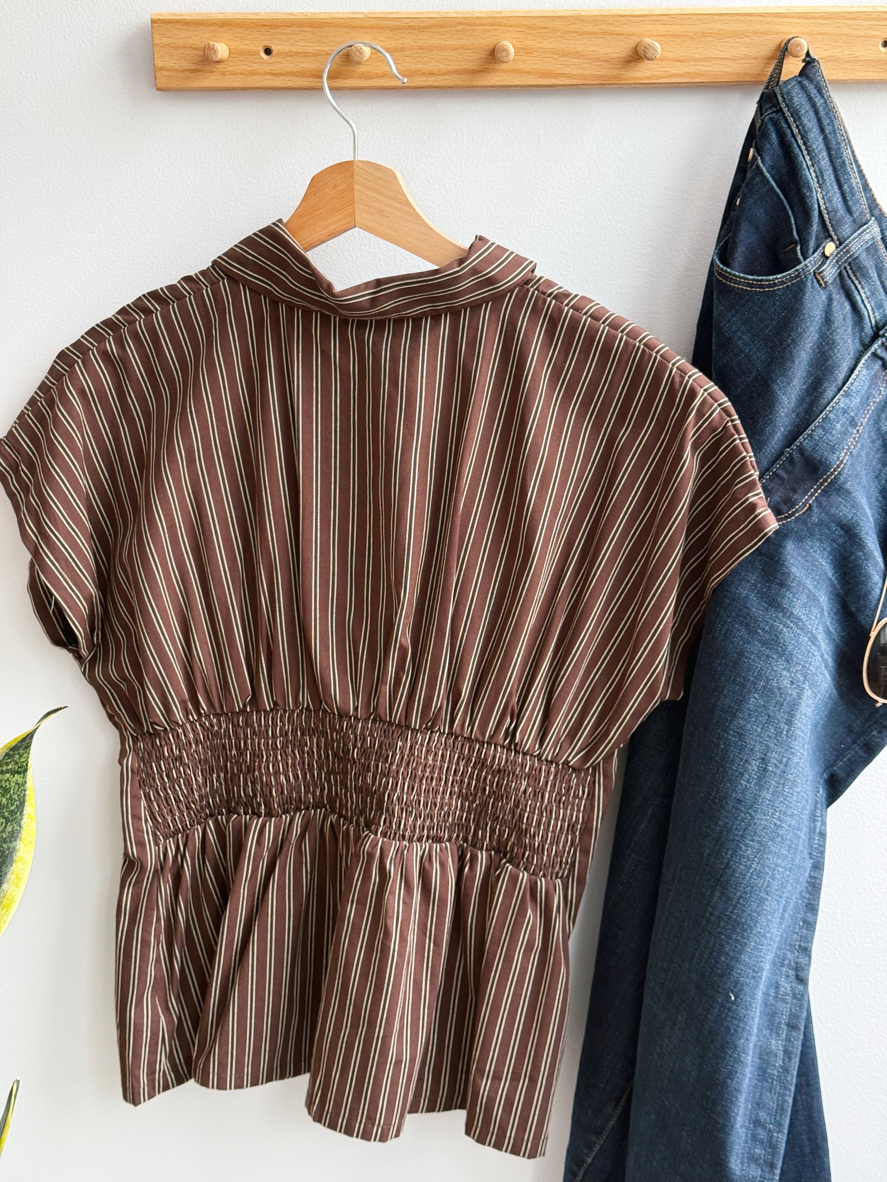 Danica Blouse - BROWN STRIPE - willows clothing BLOUSE
