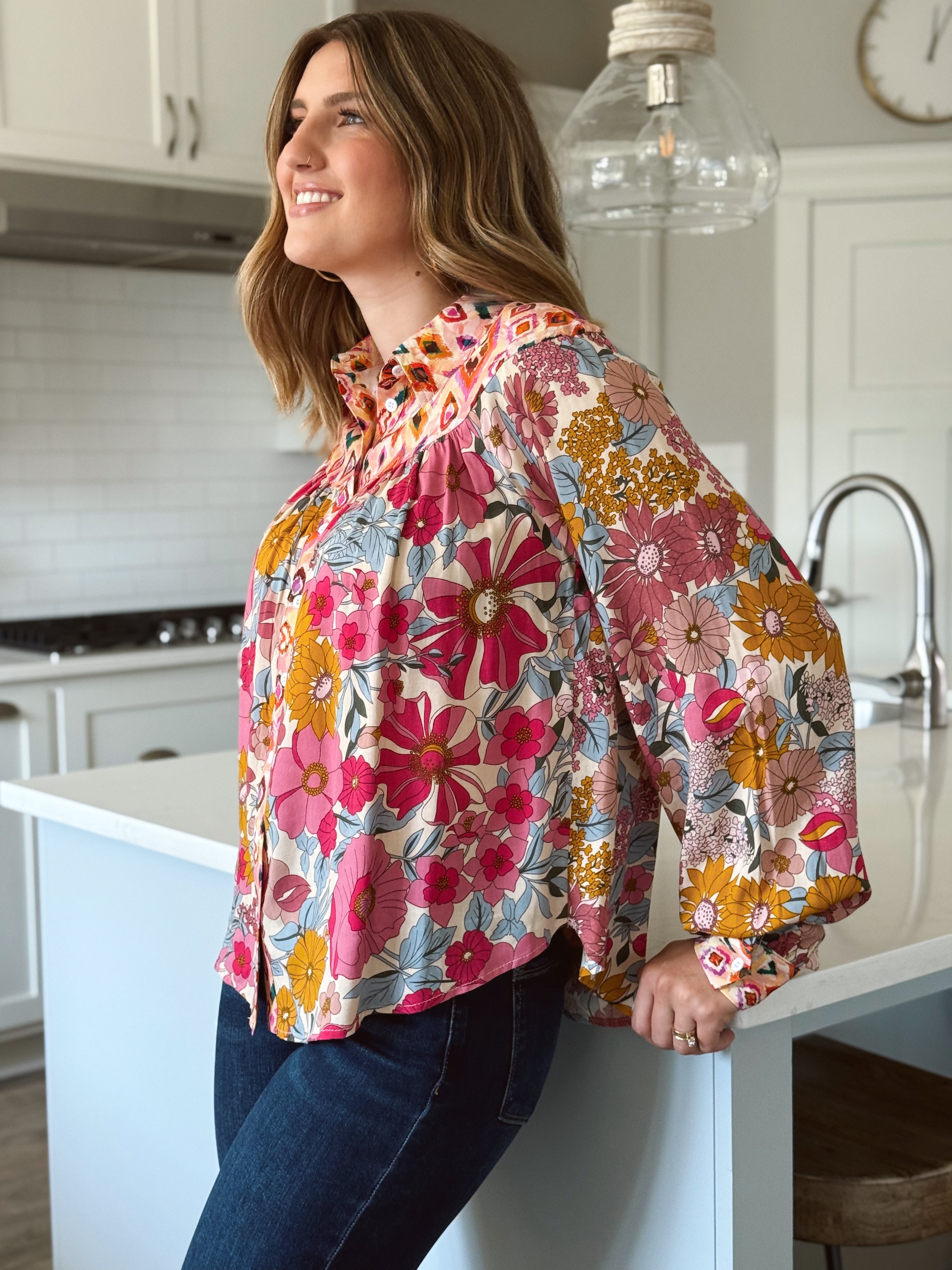 Darlene Blouse - ROSE MIX - willows clothing BLOUSE