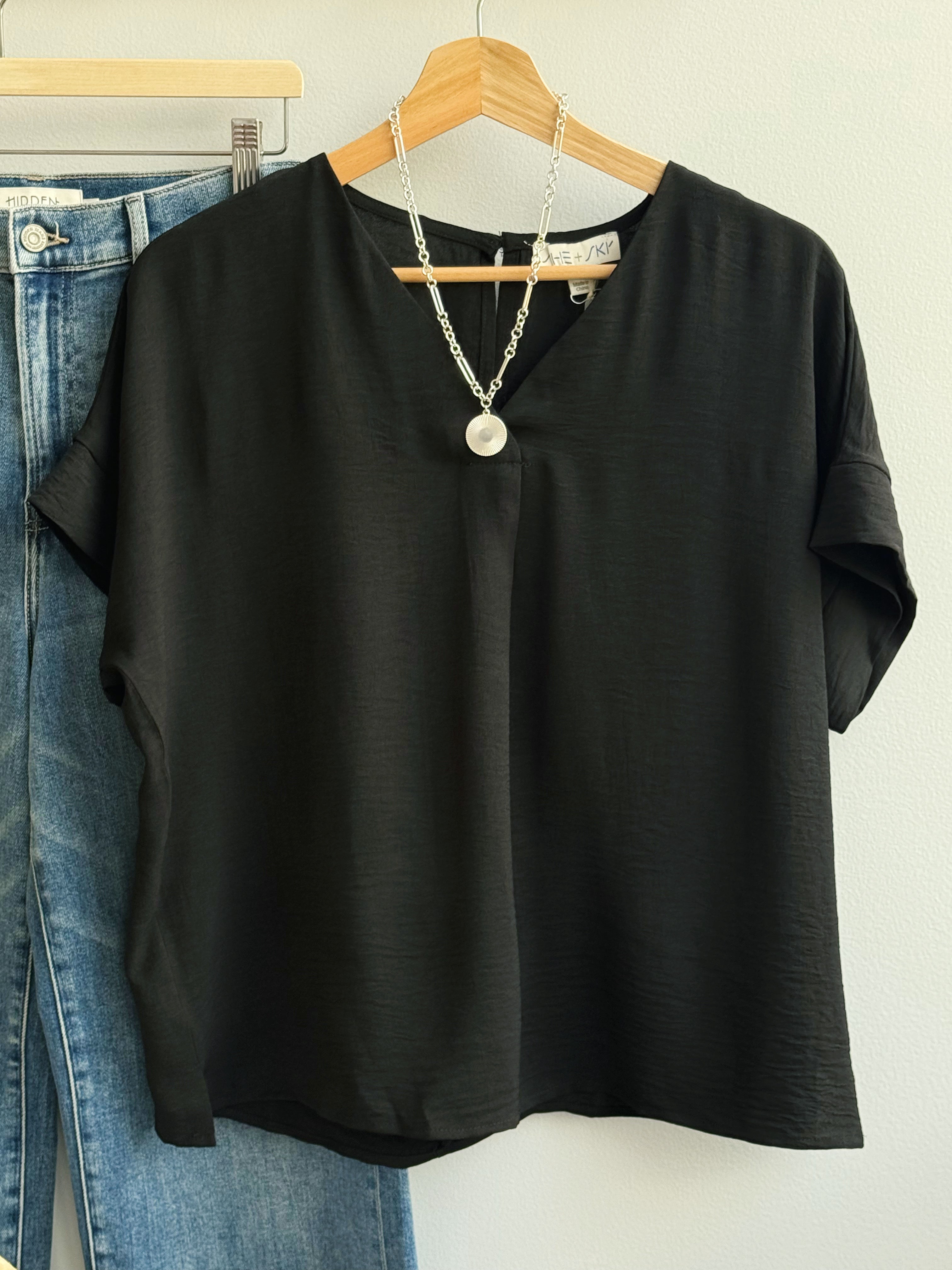 Dawn Blouse - BLACK - willows clothing S/S SHIRT