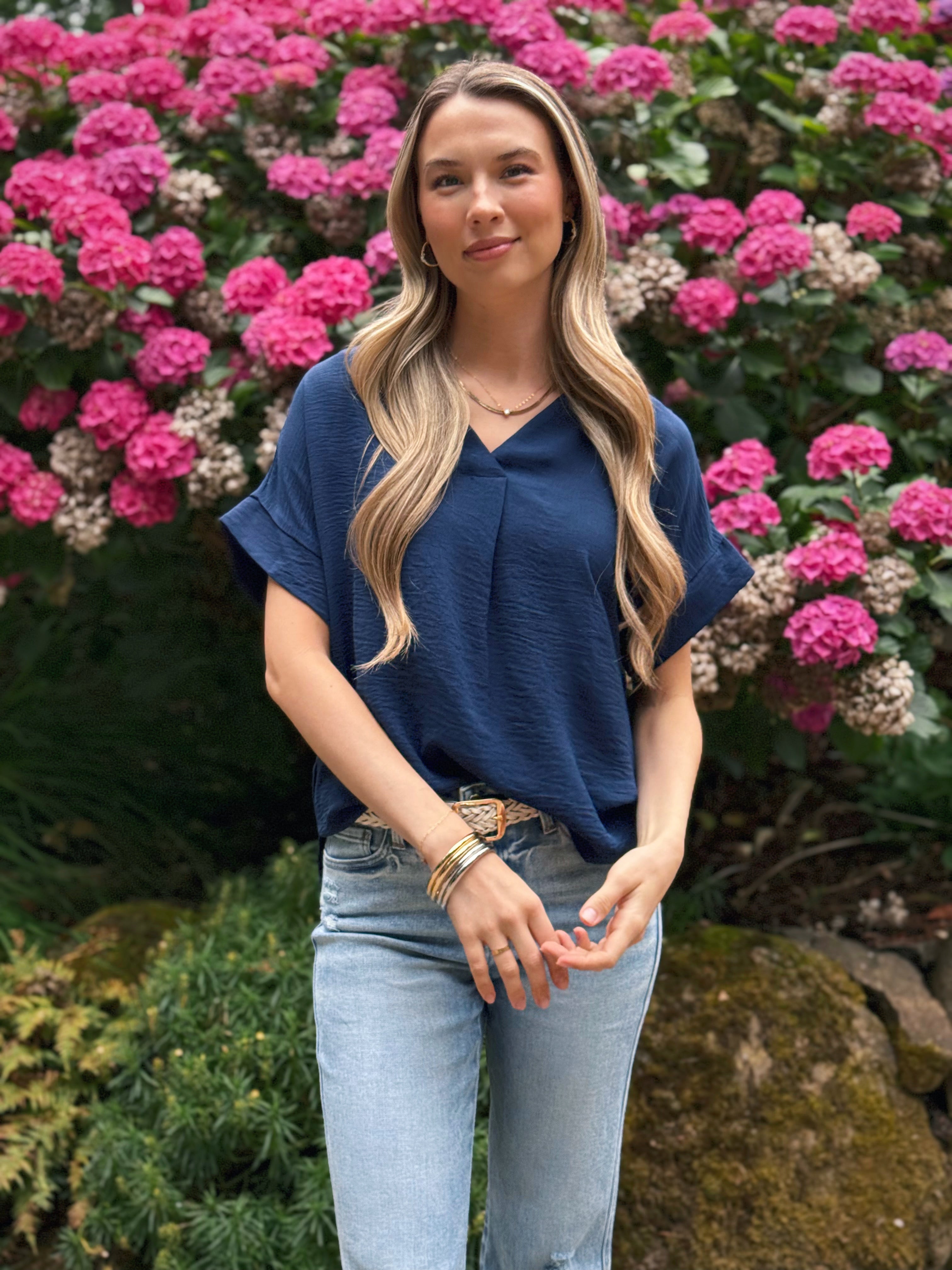 Dawn Blouse - INDIGO NAVY - willows clothing S/S SHIRT