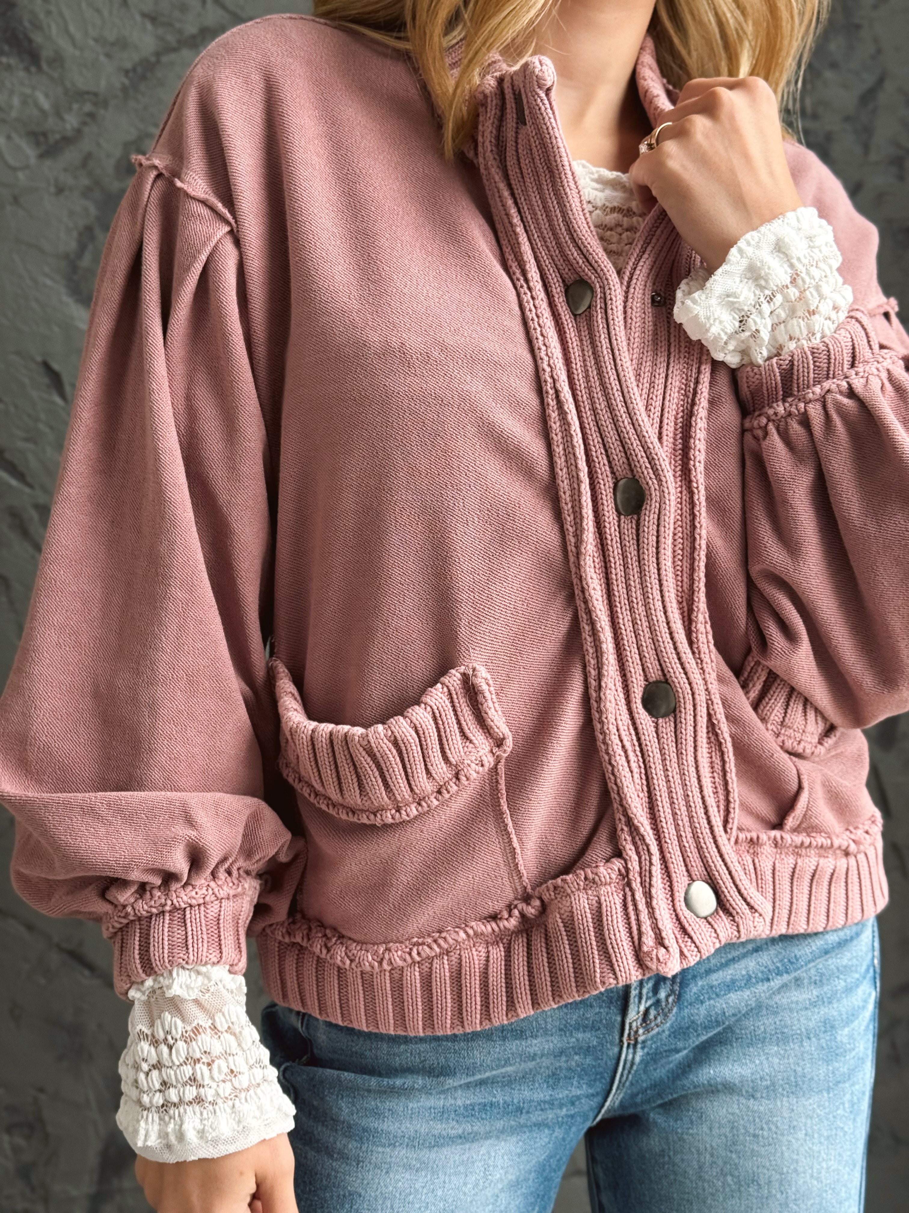 Daydream Cardigan - VINTAGE MAUVE - willows clothing JACKET