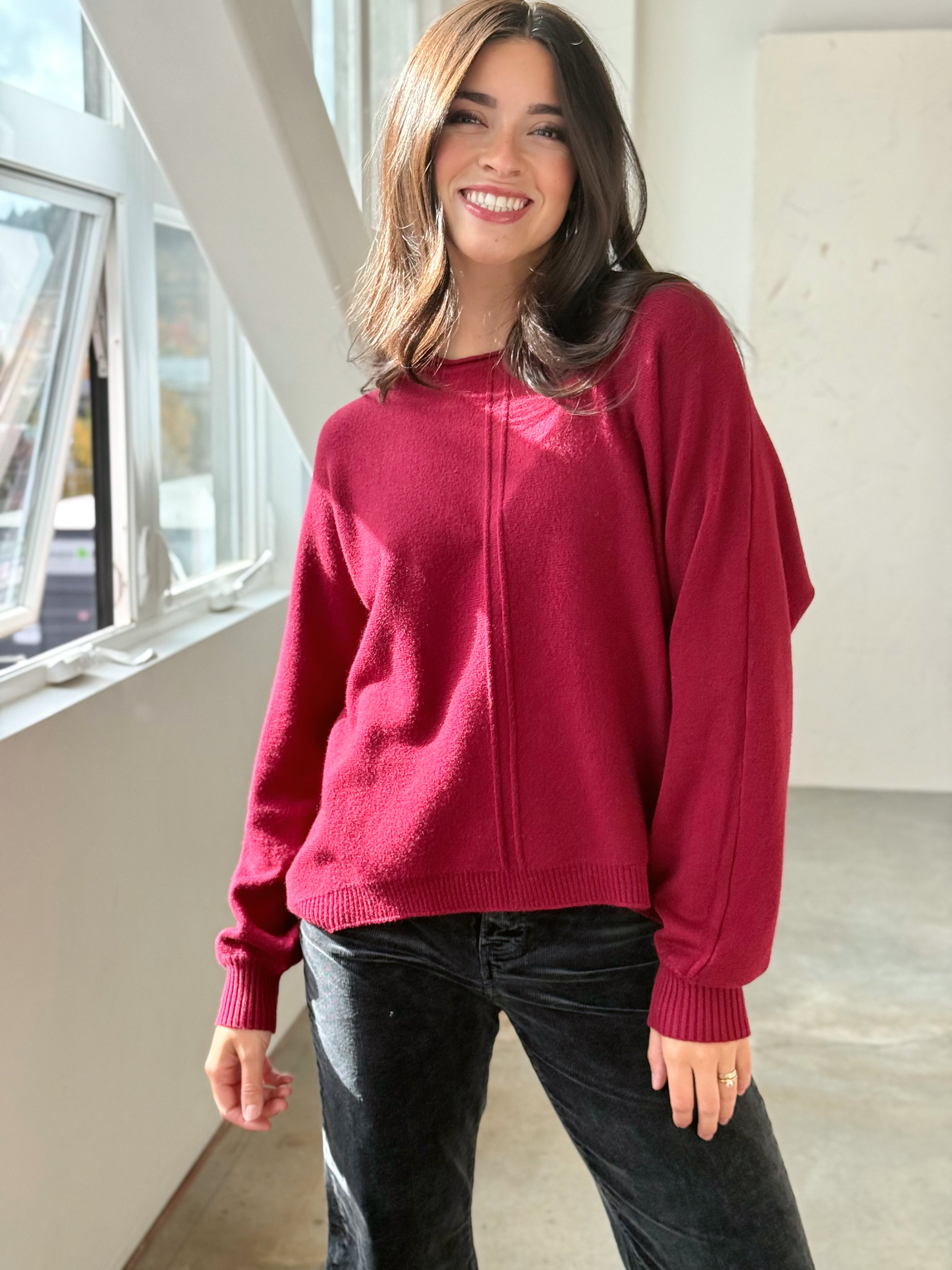 Deal Seeker Sweater - CABERNET - willows clothing SWEATER