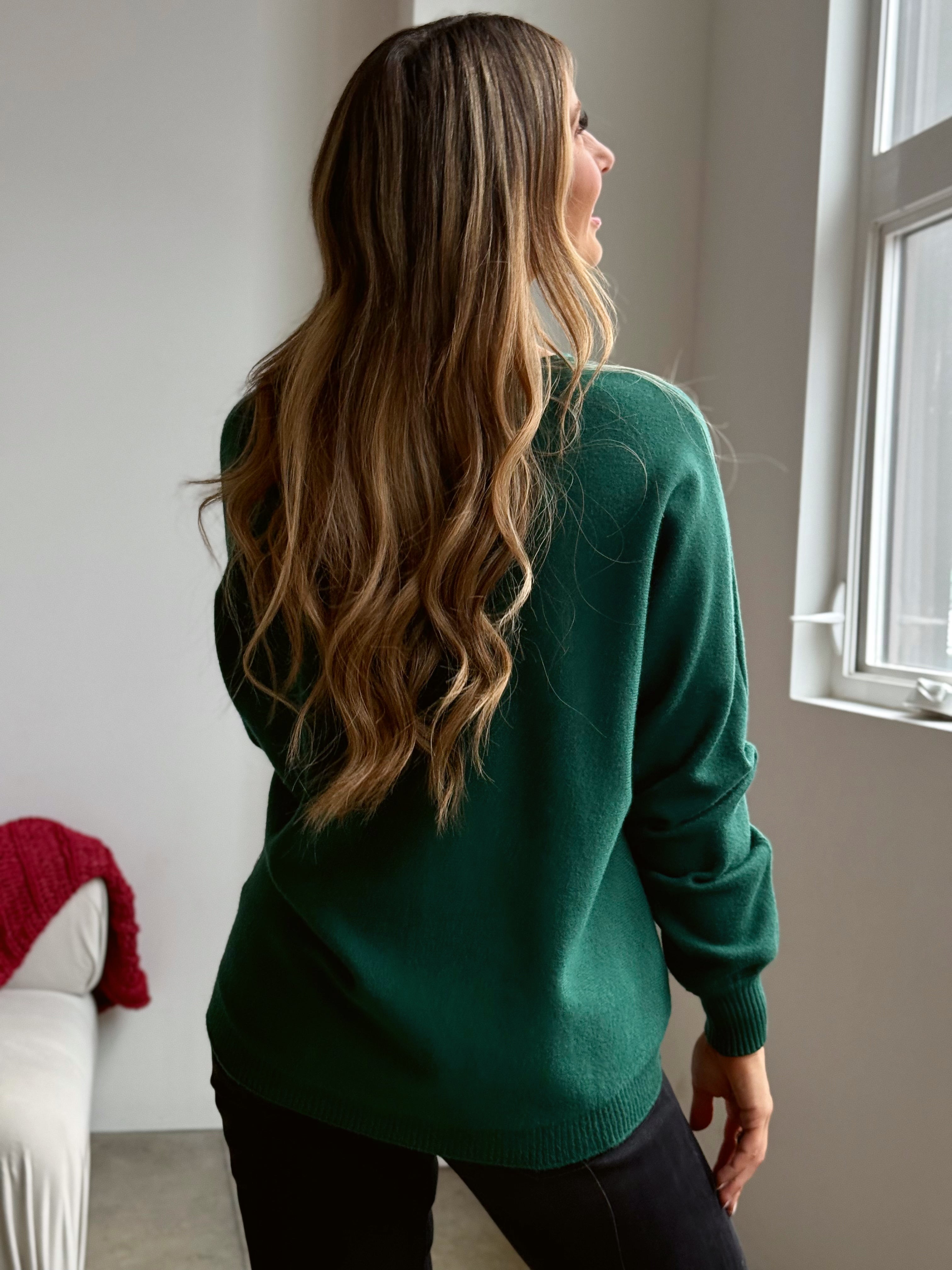 Deal Seeker Sweater - HUNTER GREEN - willows clothing SWEATER