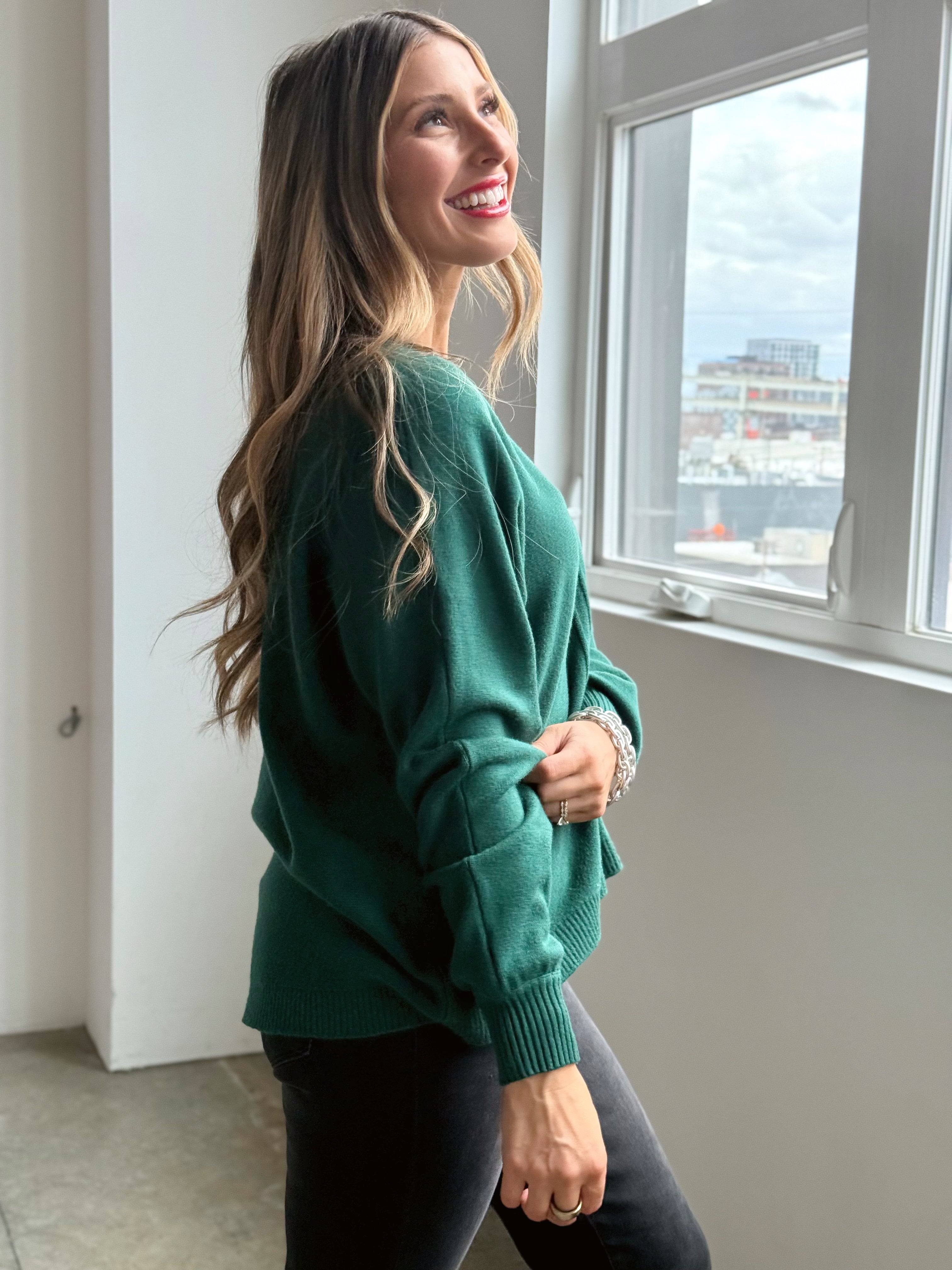 Deal Seeker Sweater - HUNTER GREEN - willows clothing SWEATER