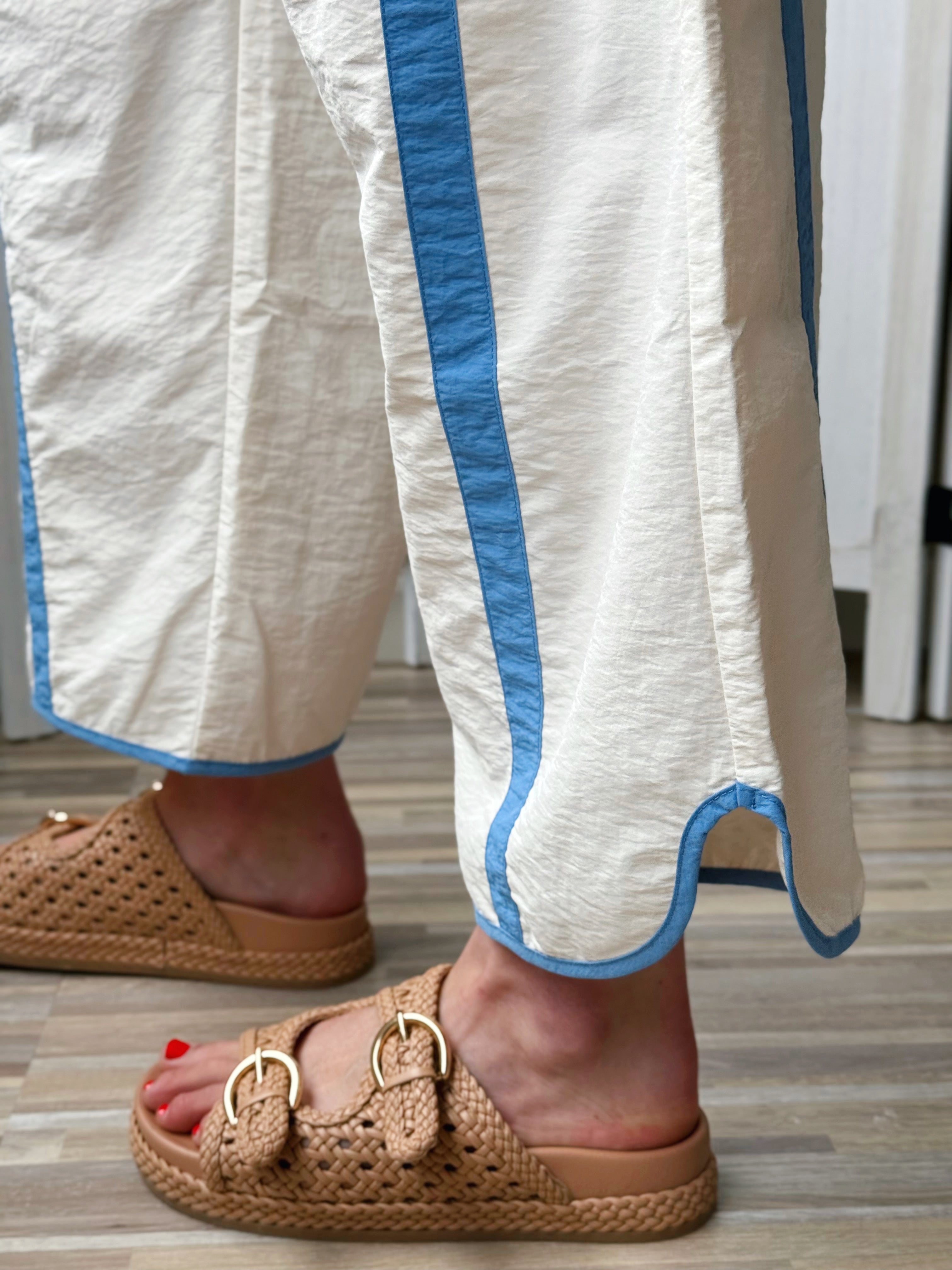 Deloris Pants - CREAM/BLUE - willows clothing PANTS