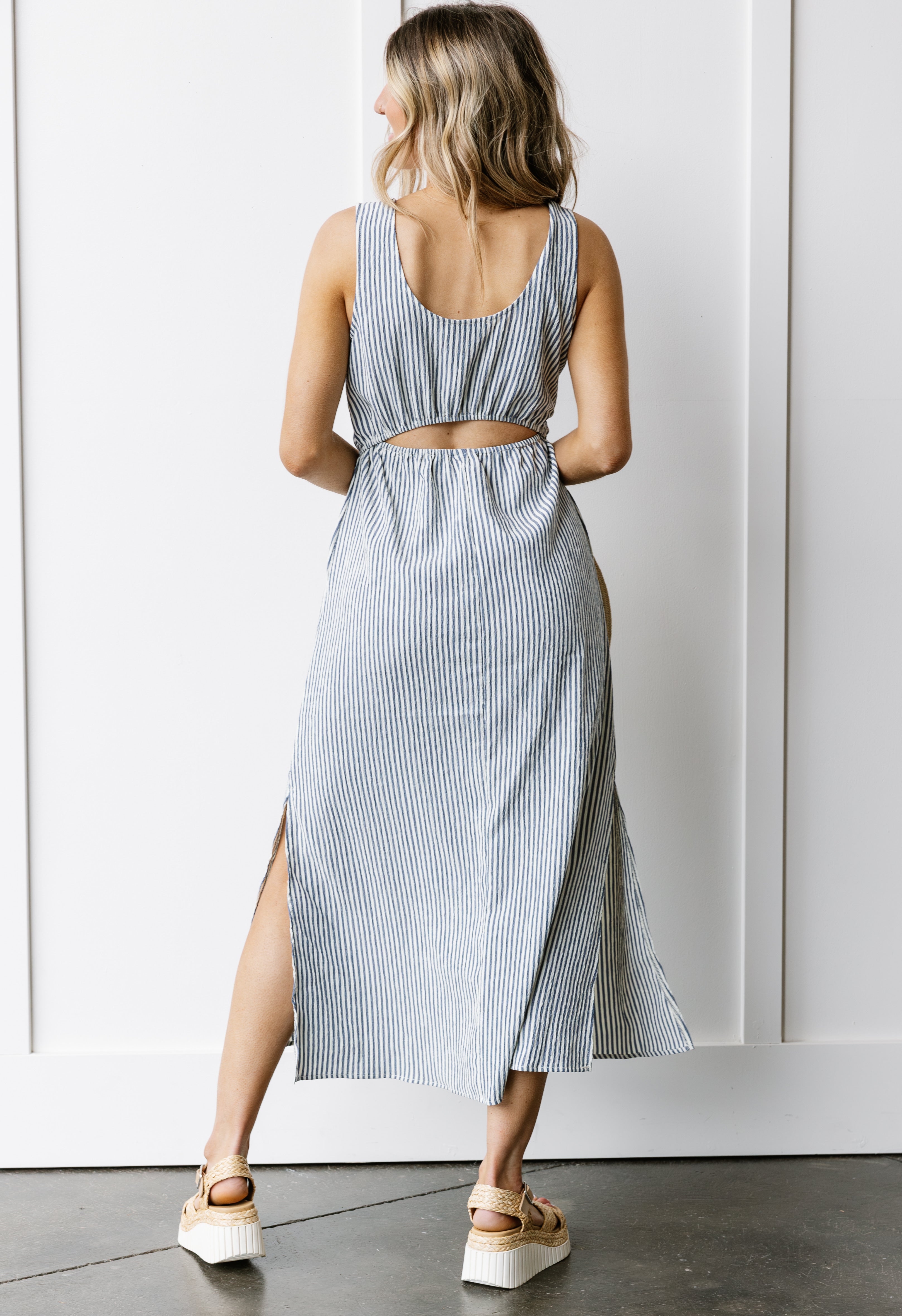 Dixie Dress - IVORY/NAVY - willows clothing Long Dress