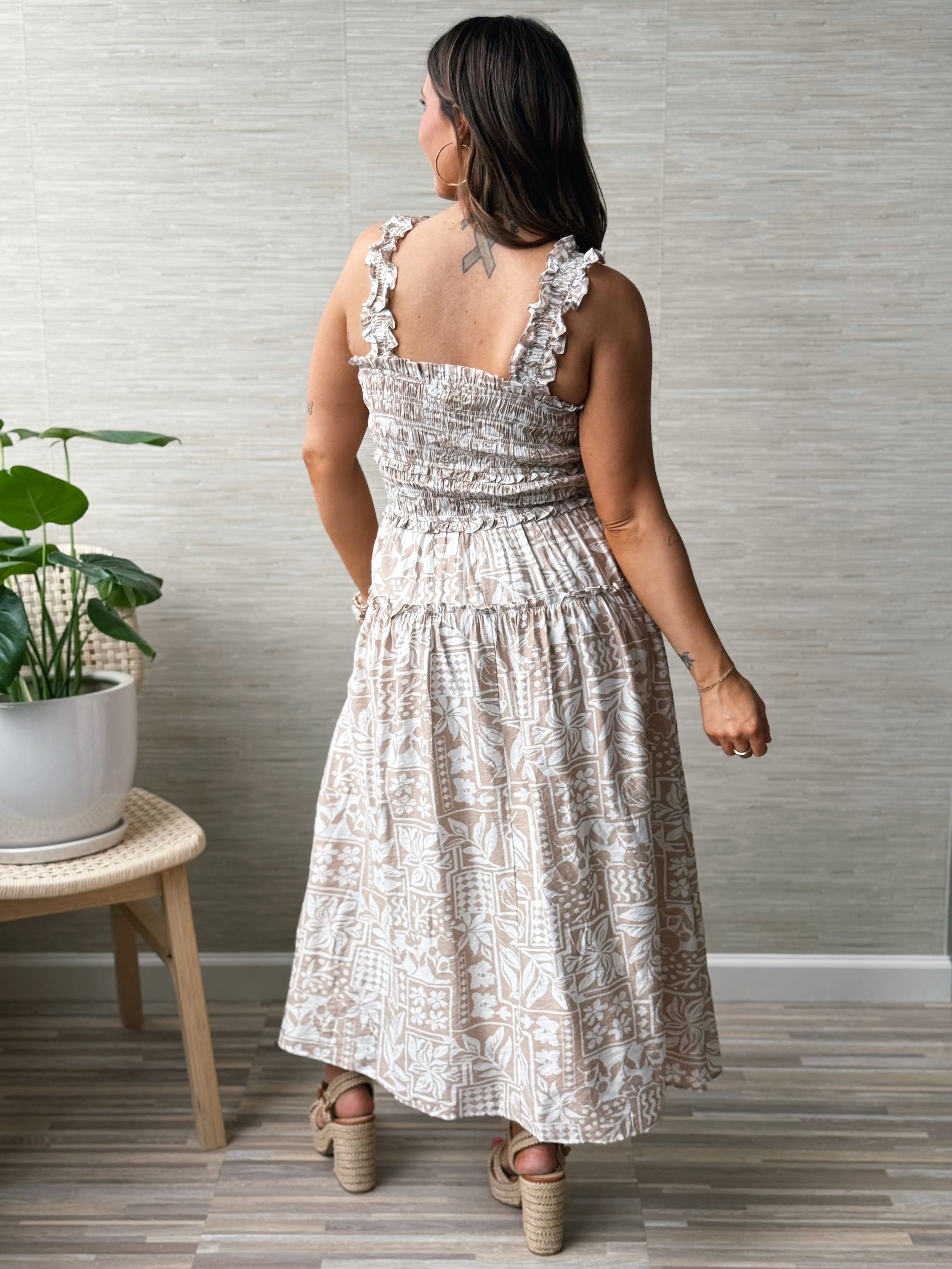 Dora Dress - KHAKI - willows clothing MIDI DRESS