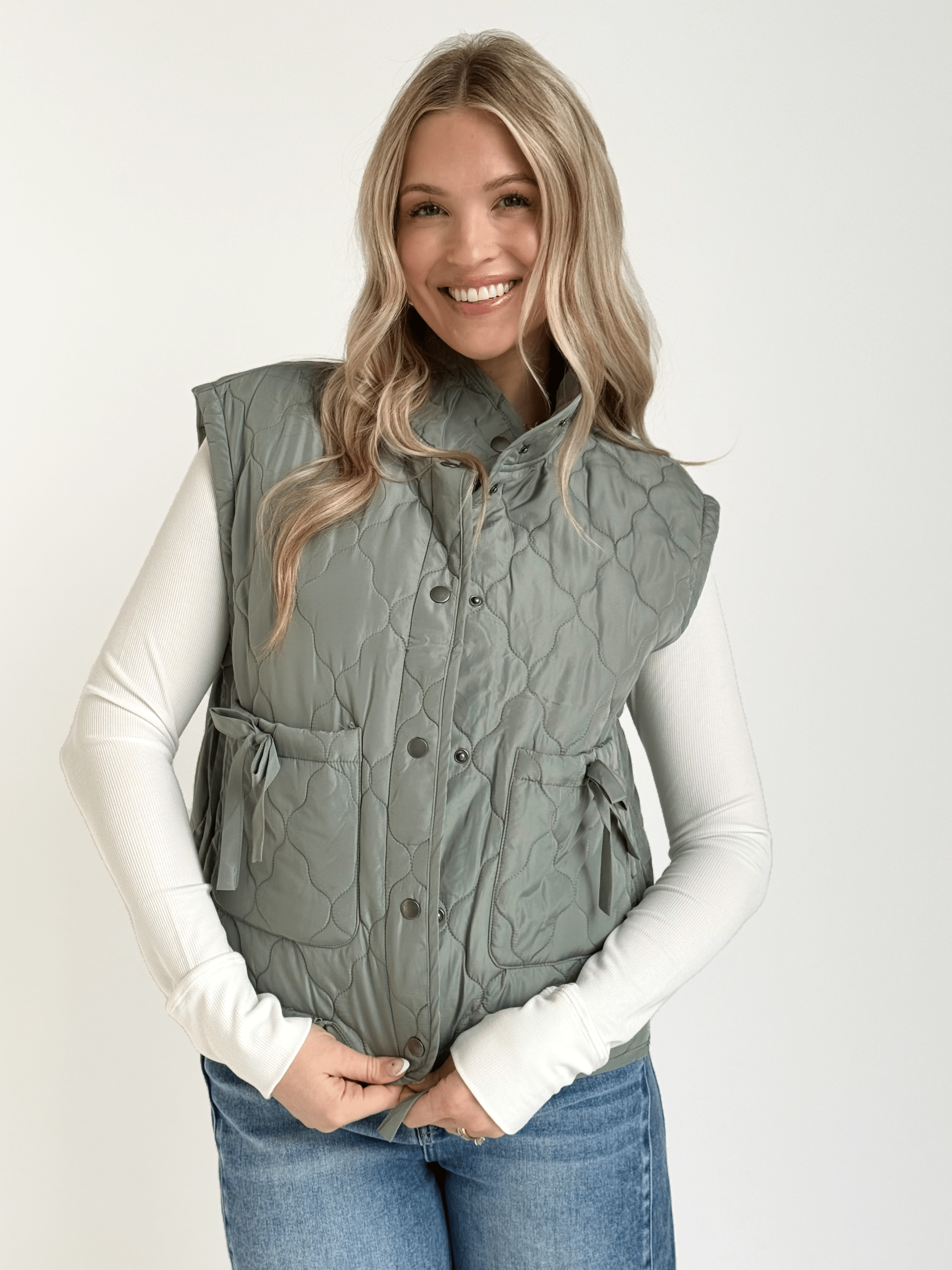 Dottie Vest - DUSTY SAGE - willows clothing VEST