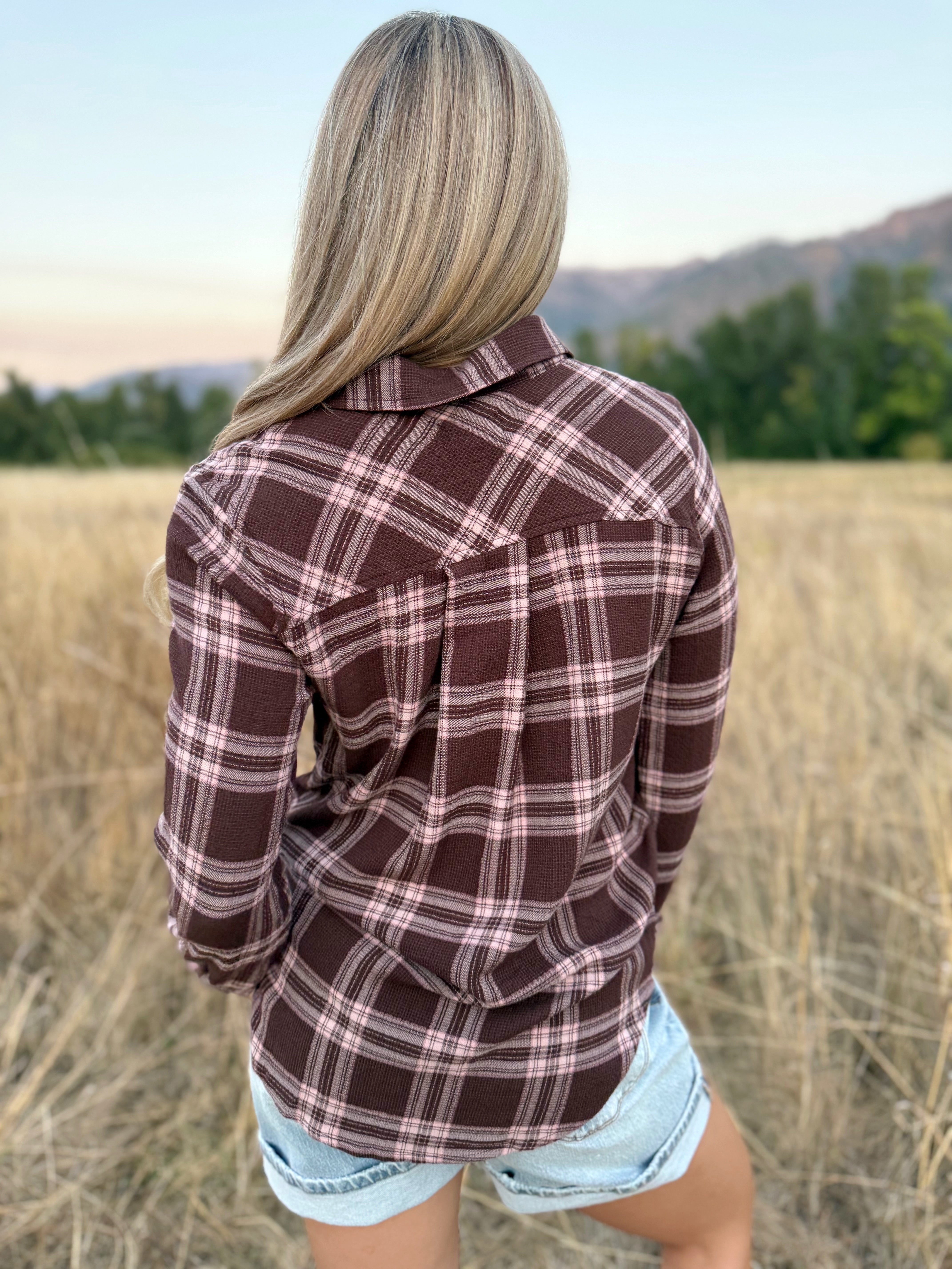 Dusty Rose Flannel - MAUVE ROSE PLAID - willows clothing L/S SHIRT
