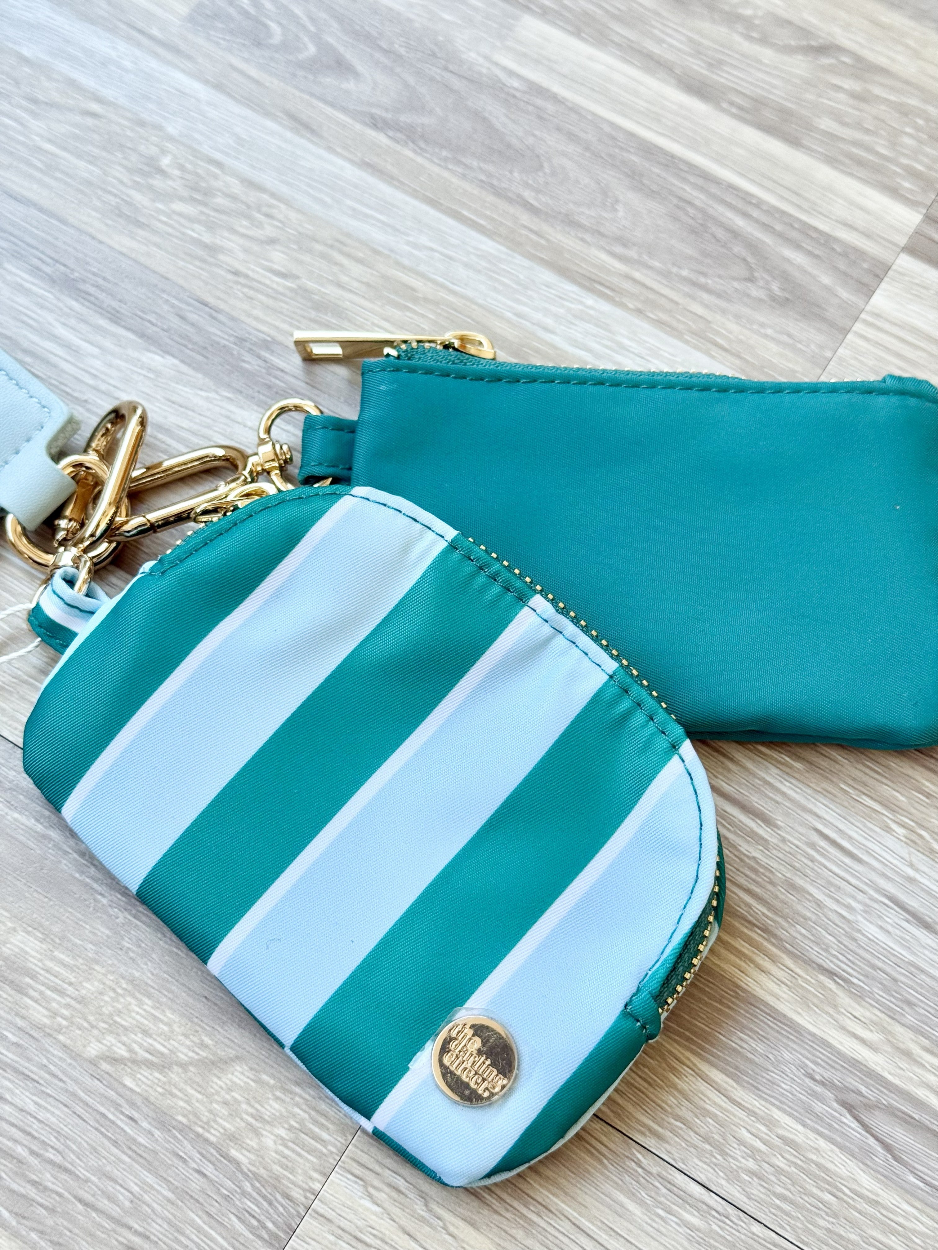 Dynamic Duo Pouch Wristlet - SICILY TEAL STRIPES - willows clothing WRISTLET