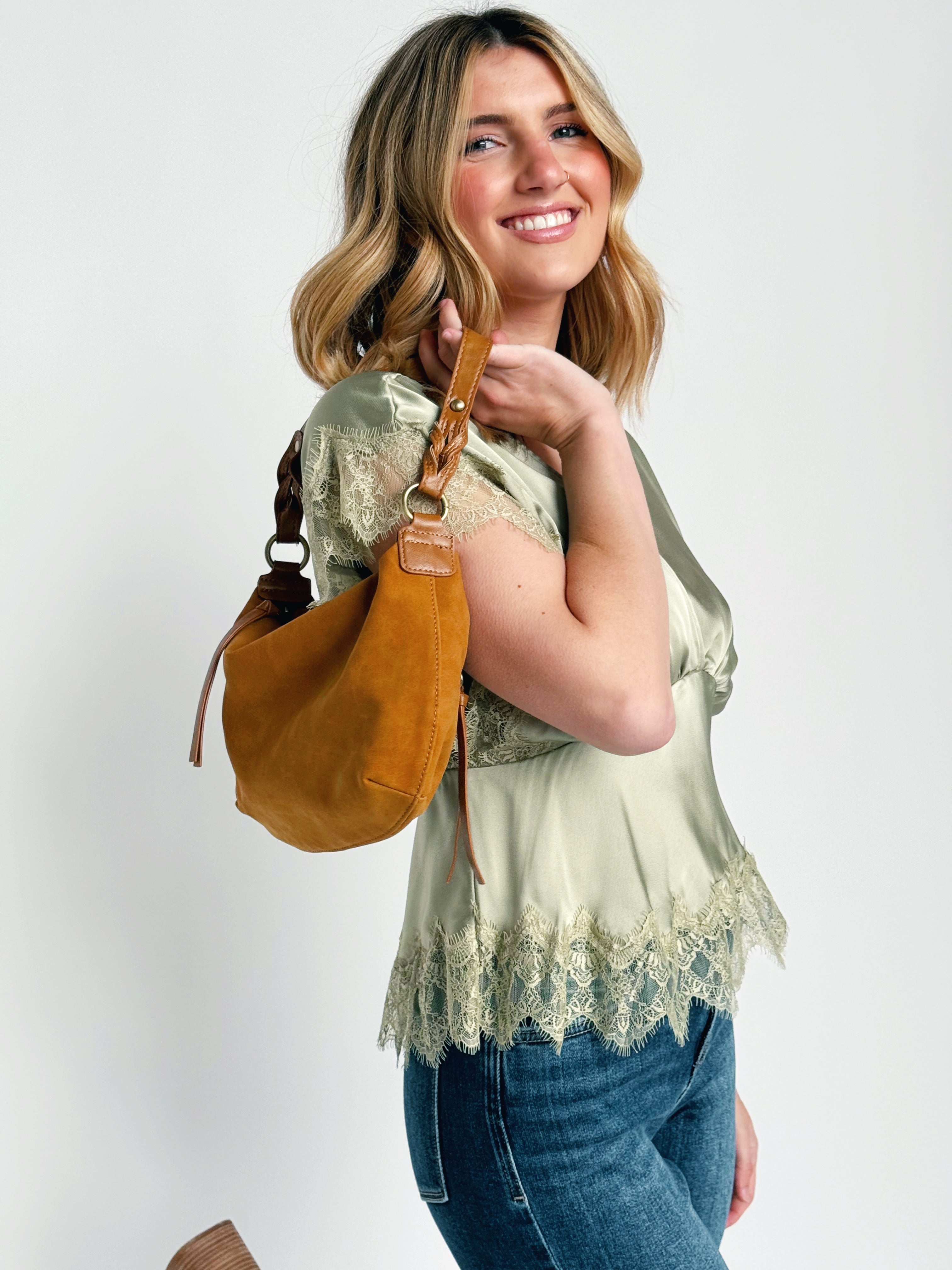 Edie Satin Blouse - SAGE - willows clothing BLOUSE