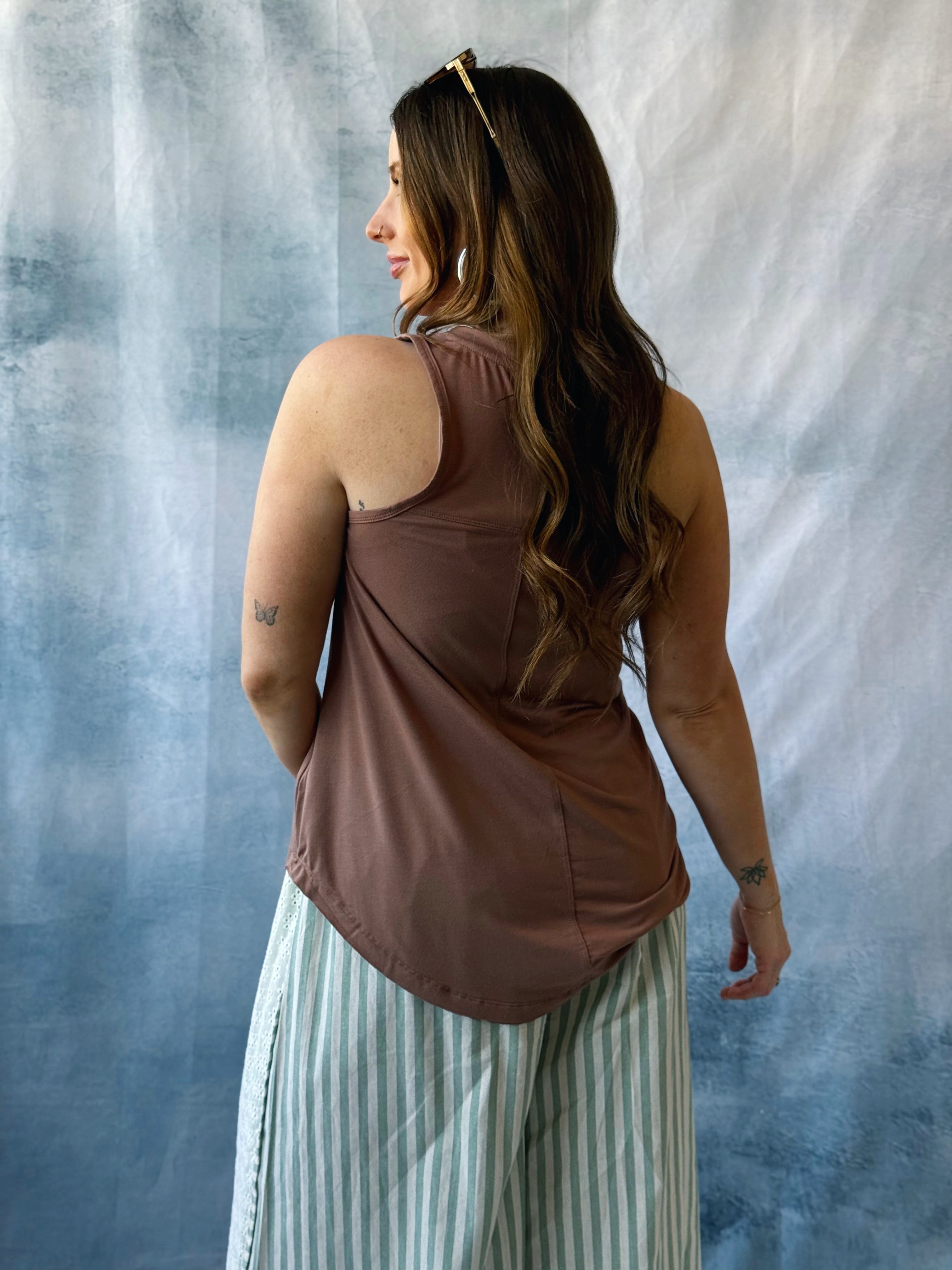 Ellie Tank - CHOCOLATE MILK - willows clothing TANKS