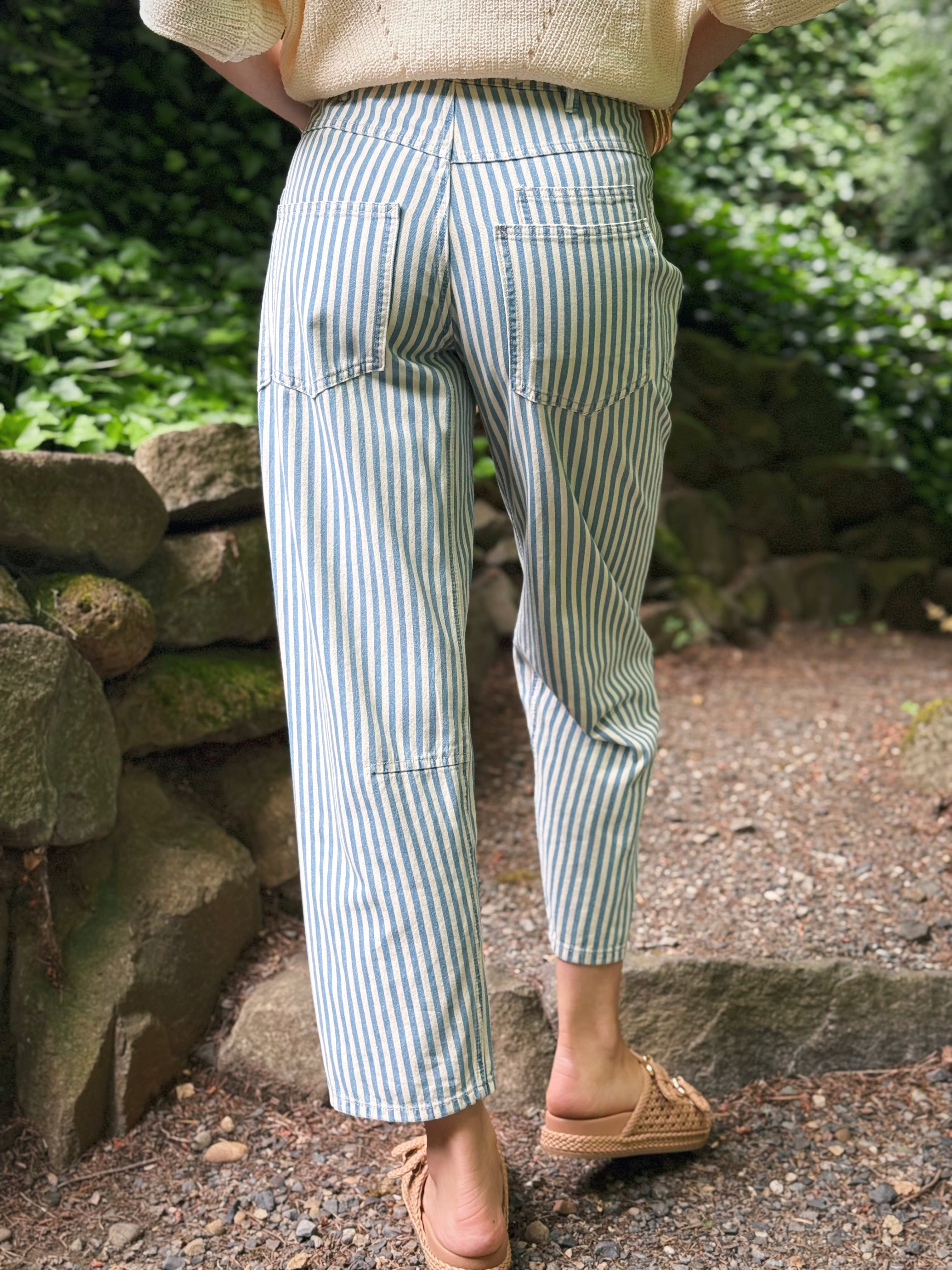 Elliott Stripe Jean - LIGHT BLUE - willows clothing BARREL JEAN