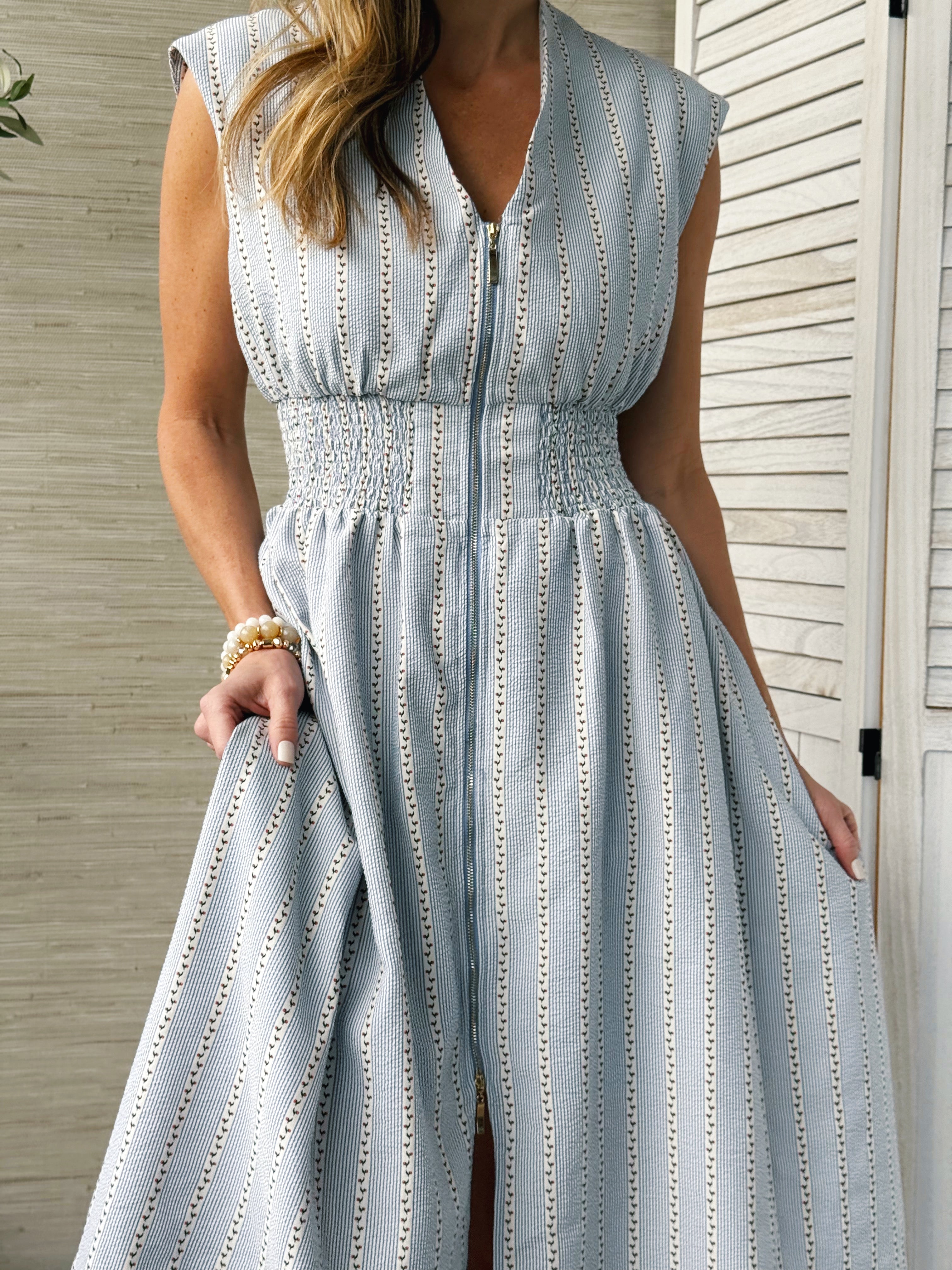 Emilia Dress - BLUE - willows clothing MIDI DRESS