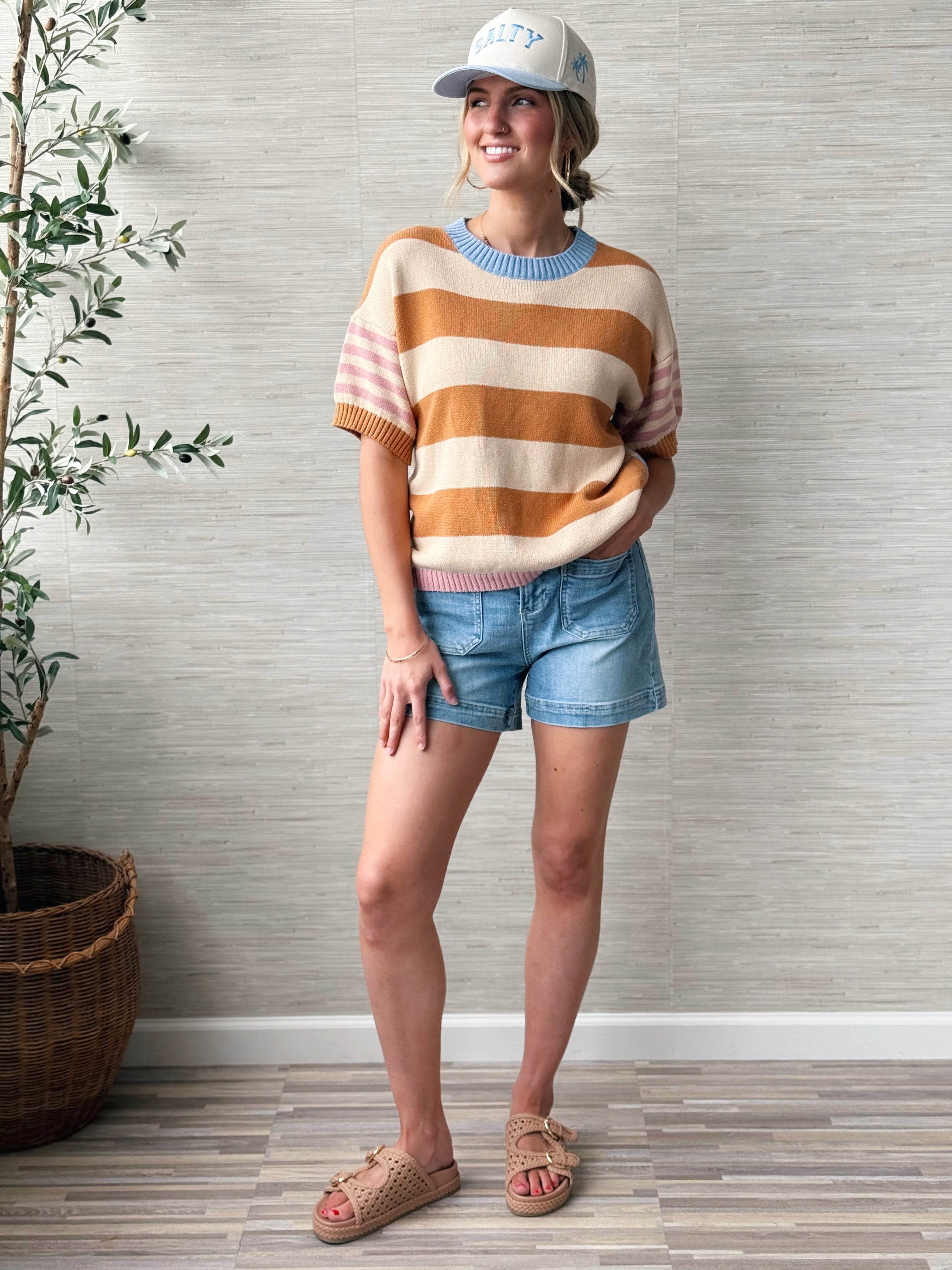 Erica Sweater - AMBER OCHRE/PINK - willows clothing SWEATER