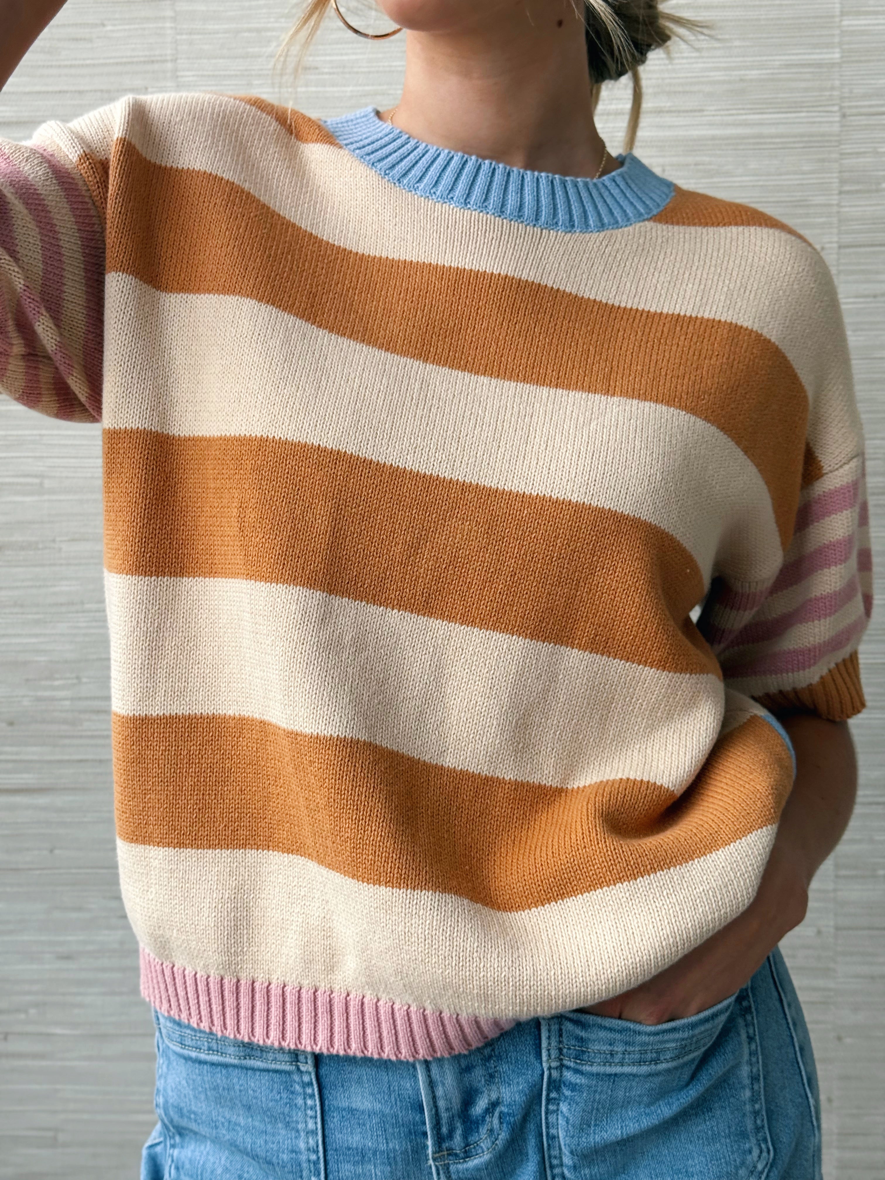 Erica Sweater - AMBER OCHRE/PINK - willows clothing SWEATER