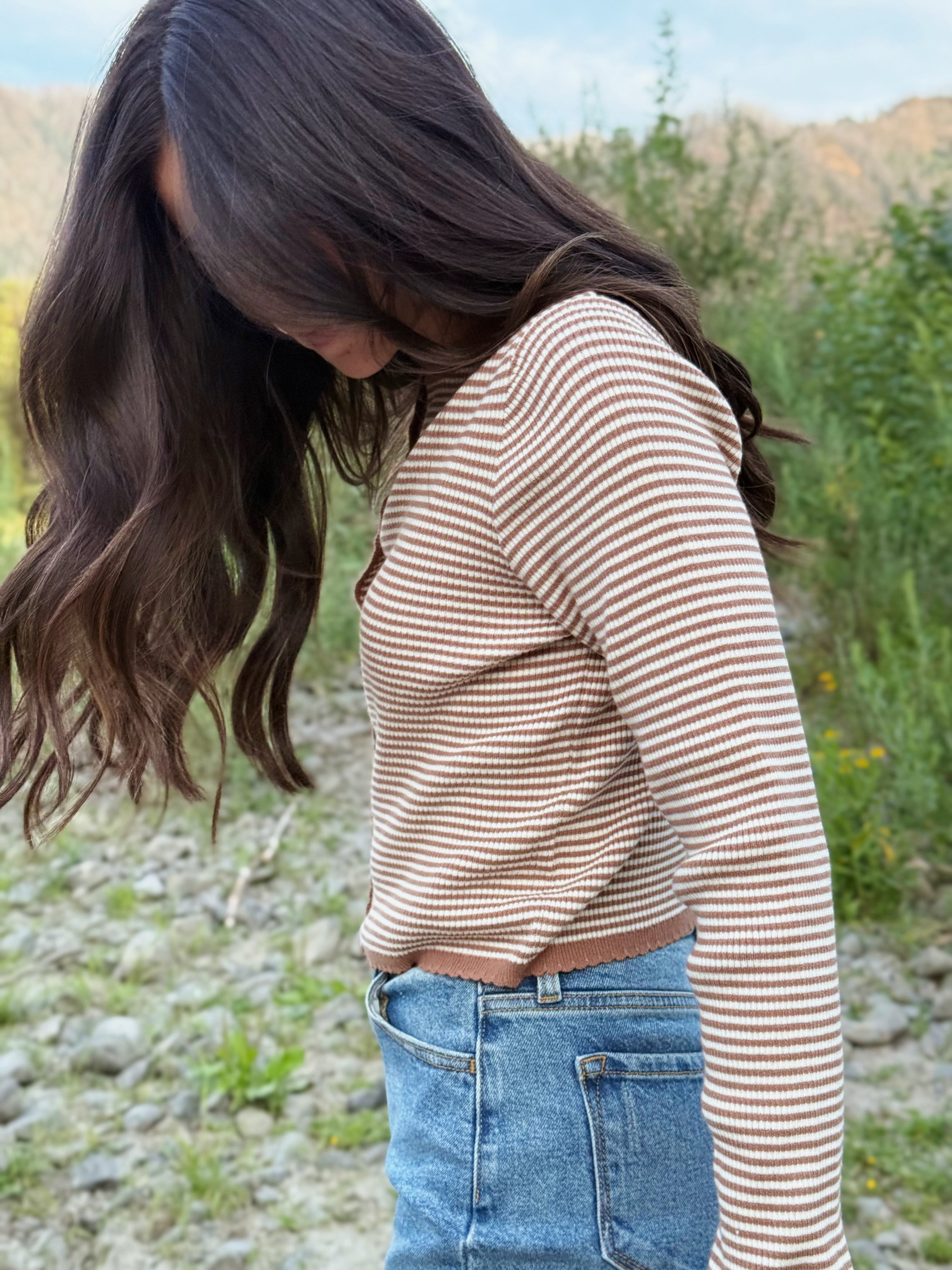 Erin Cardigan - MOCHA/CREAM - willows clothing Cardigan