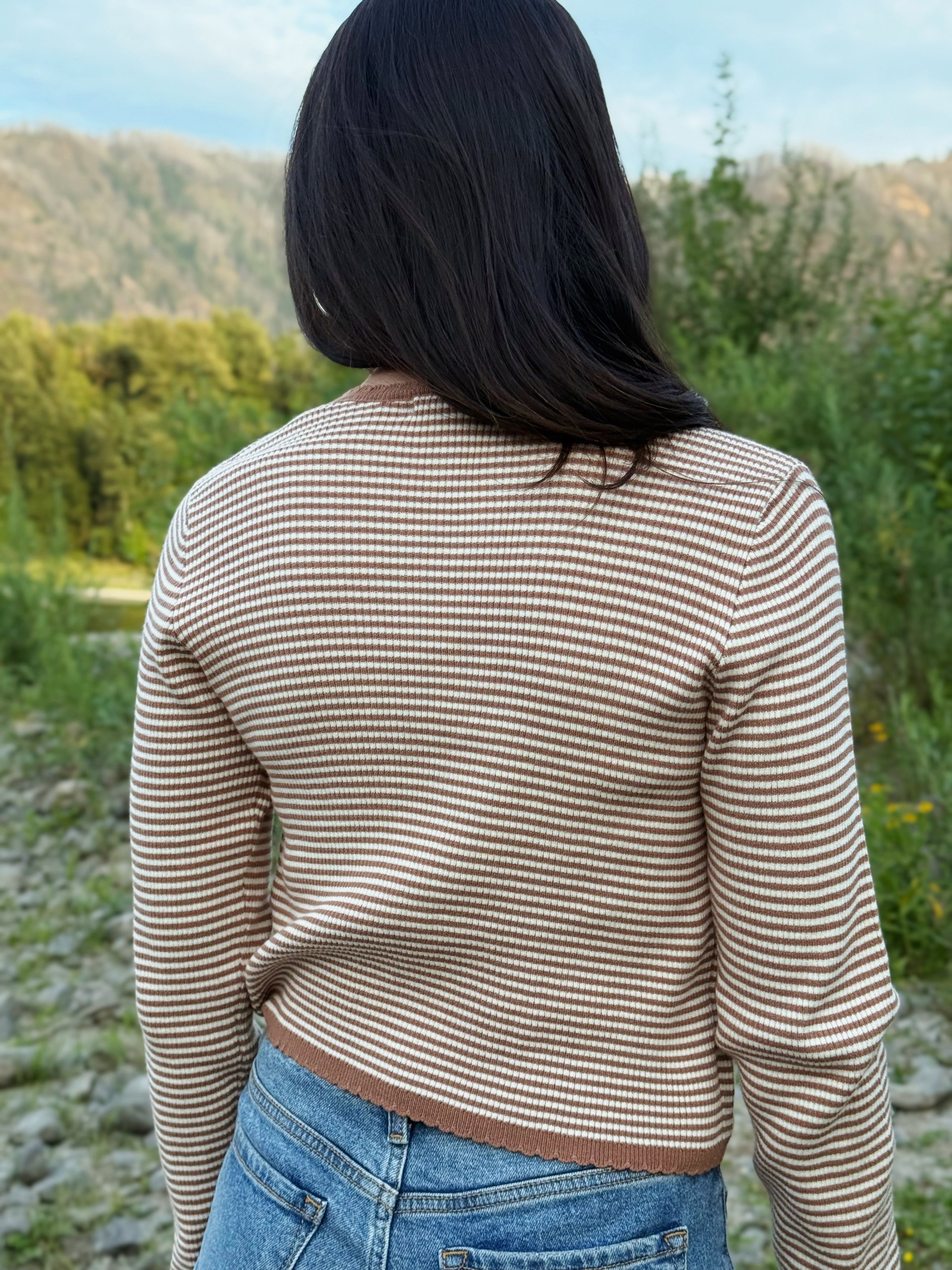 Erin Cardigan - MOCHA/CREAM - willows clothing Cardigan